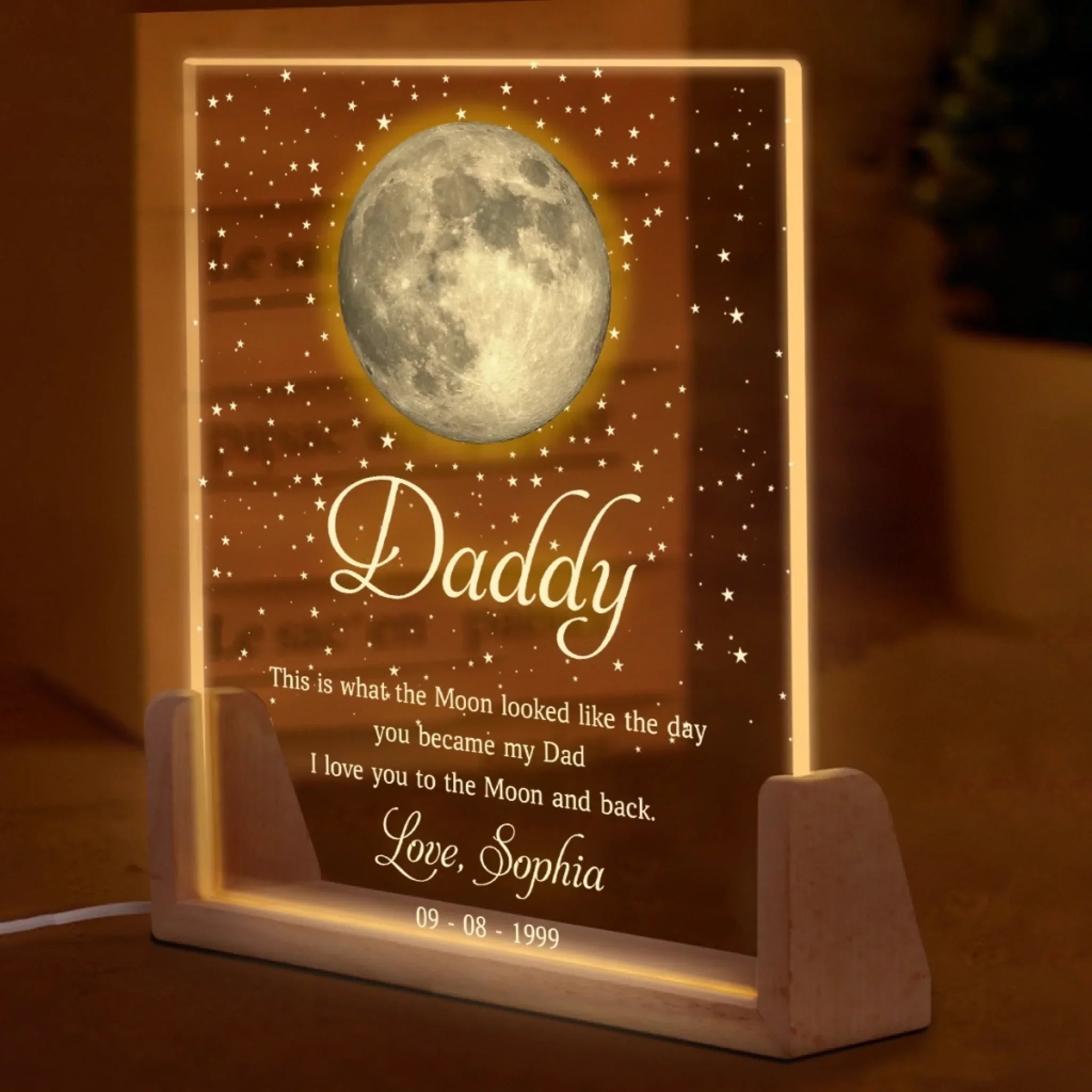 Custom Shaped 3D LED Walnut Night Light - Personalized Father's Day Gifts For Dad, Grandpa - You Lights Up Our Lives