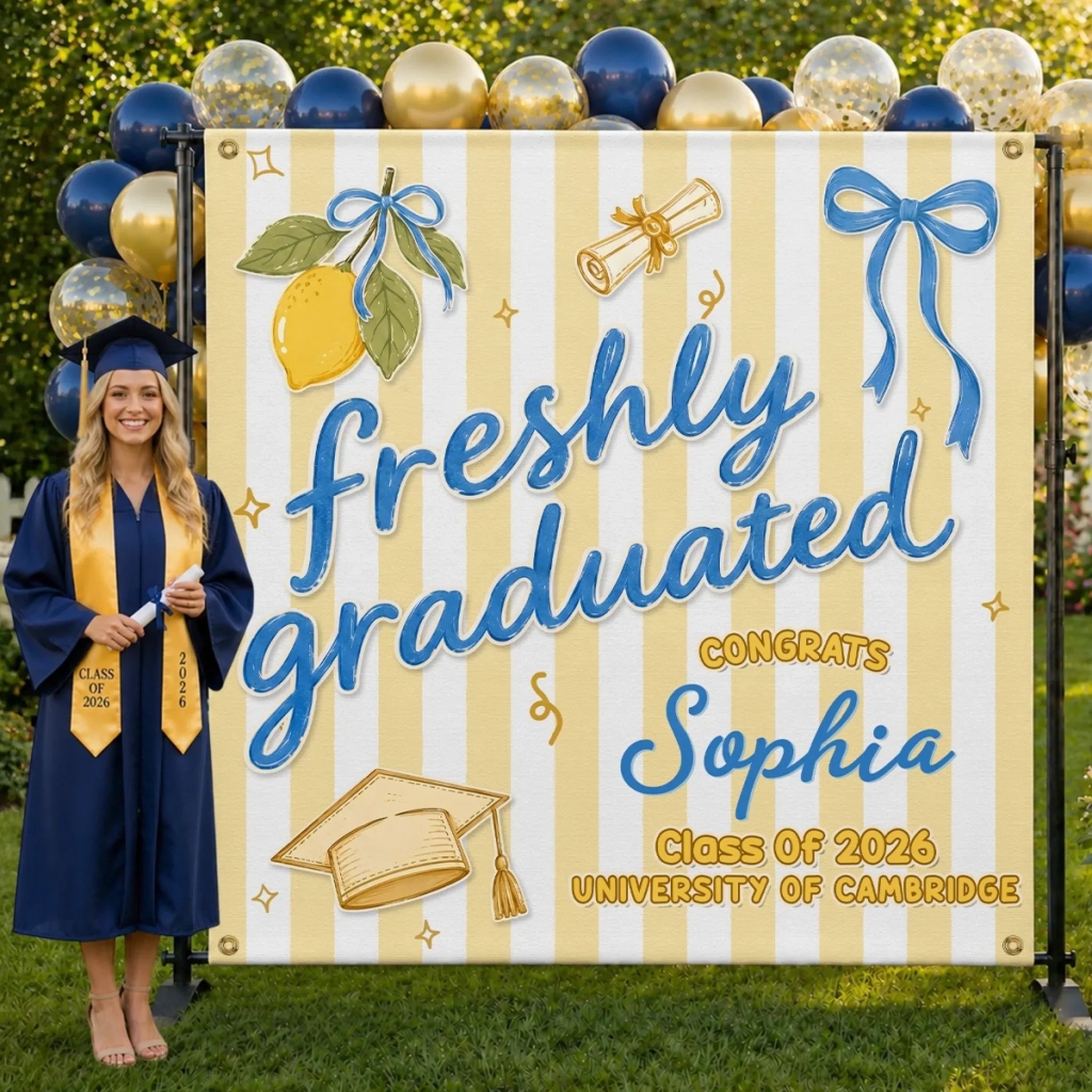 Custom Backdrop - Personalized Graduation Gifts For Him, Her - Serving Fresh Graduate Energy