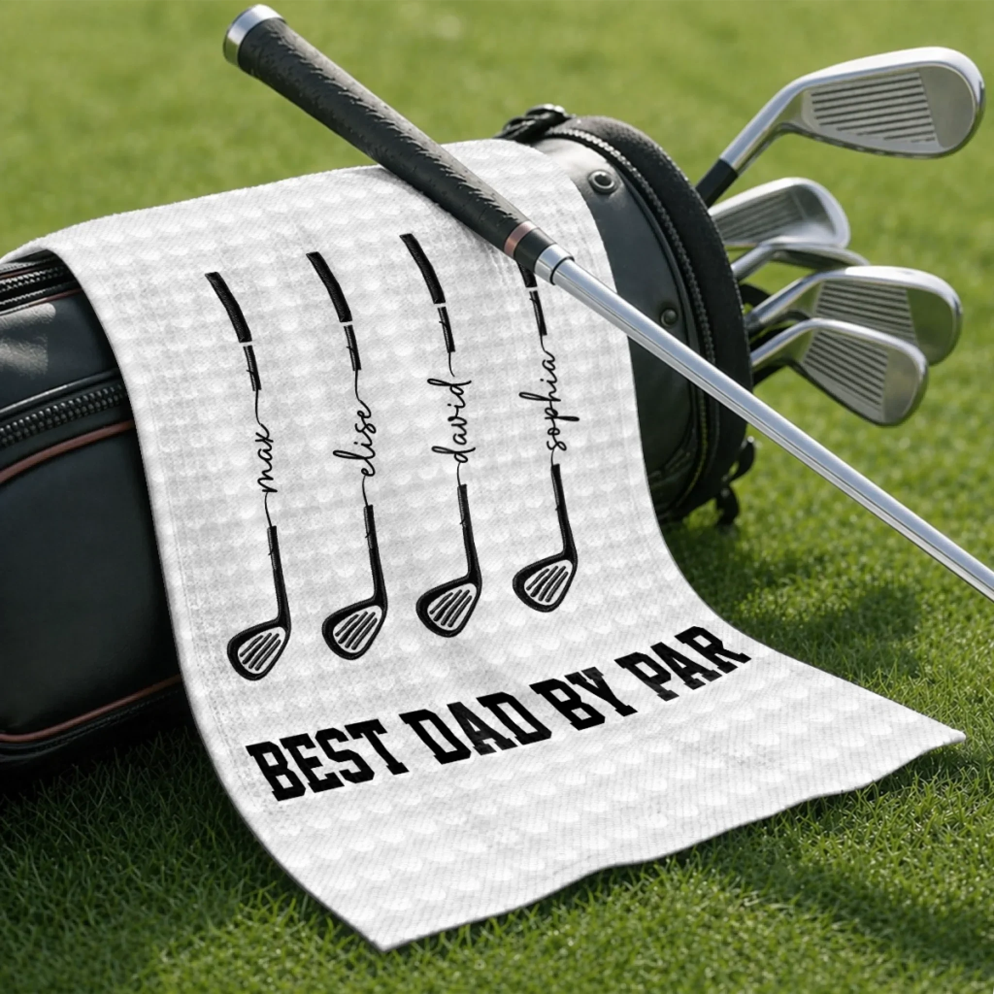 Custom Golf Towel - Personalized Father's Day Birthday Golf Gifts For Dad, Grandpa - Swing Easy, Live Happy