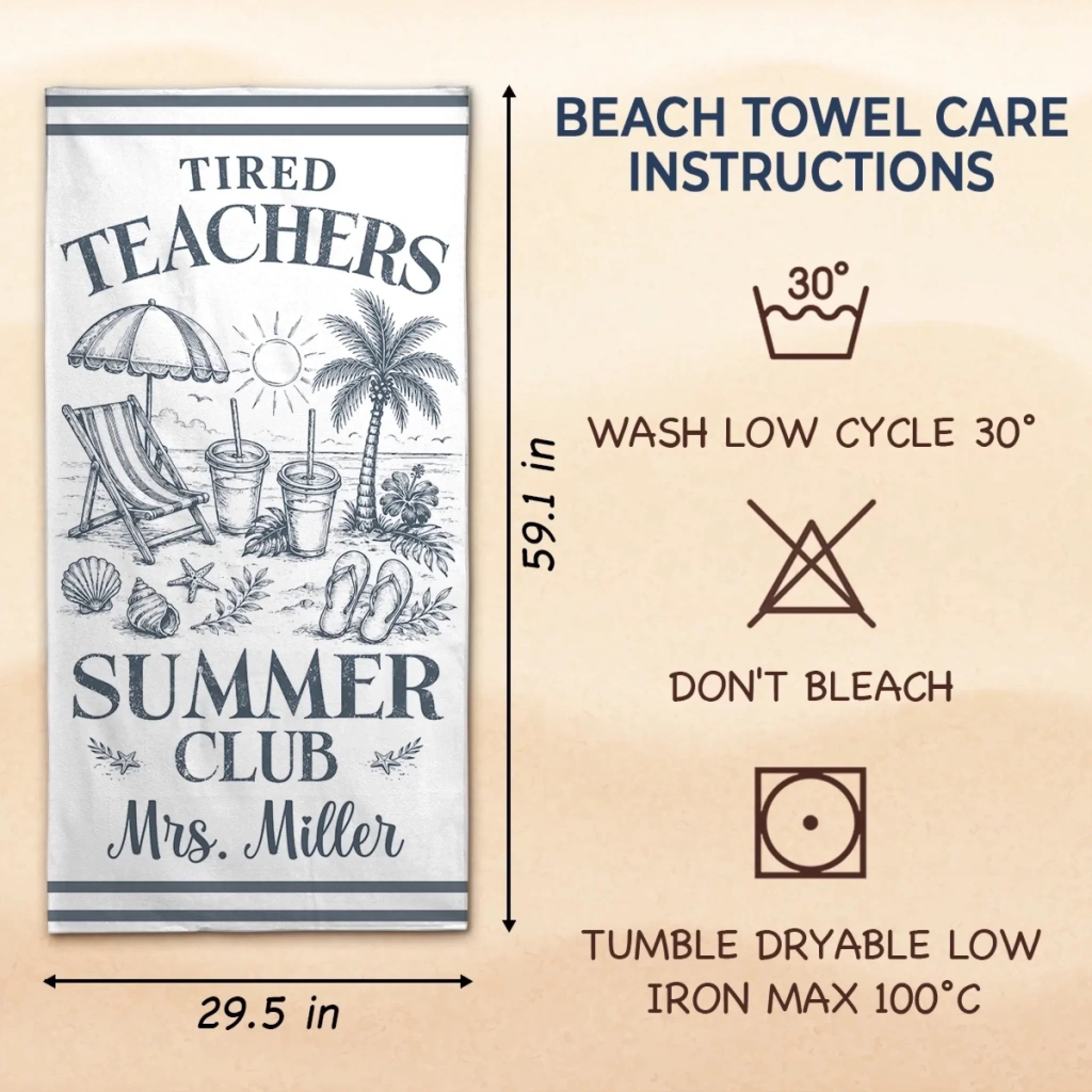 Custom Beach Towel - Personalized Summer Vacation And Travel Gifts For Teachers - Catch Me Not Lesson Planning