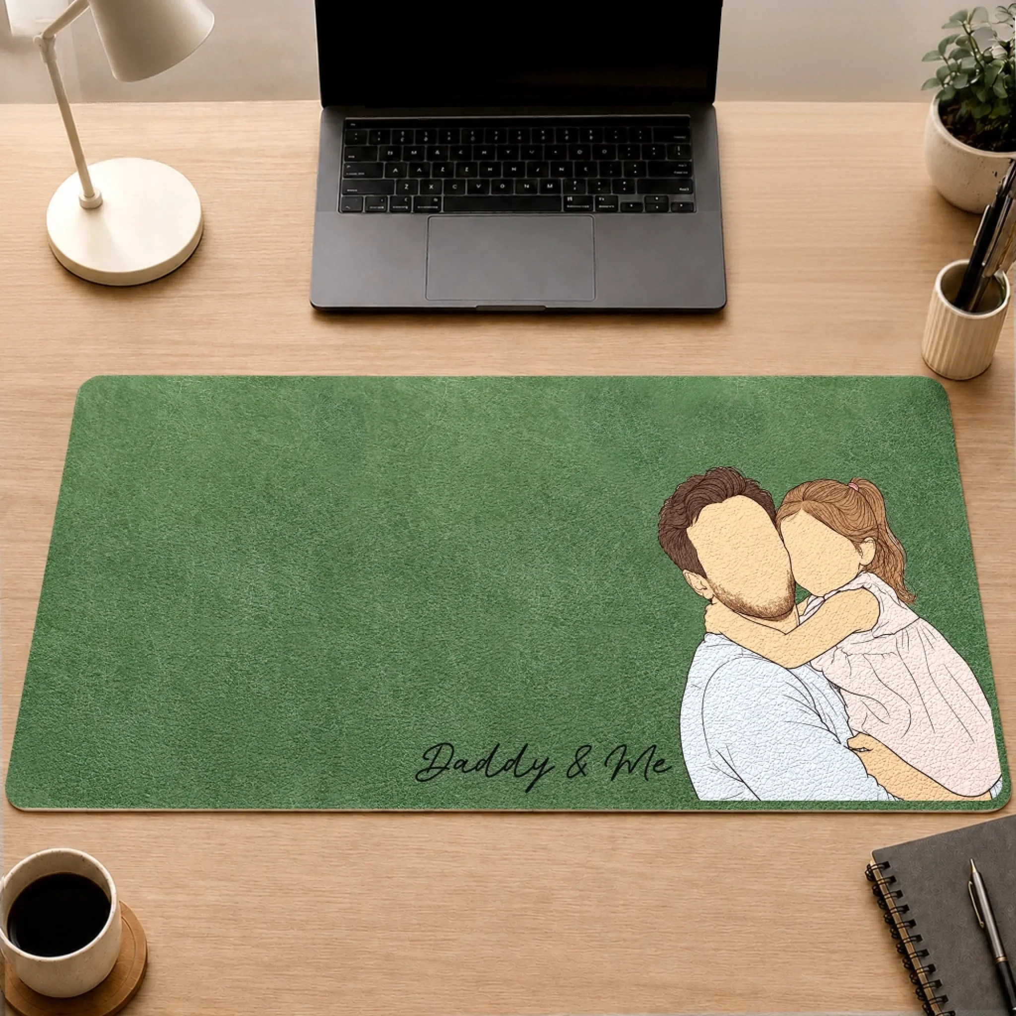 Custom Photo Desk Mat - Personalized Father's Day Birthday Gifts For Dad, Grandpa - Success Starts With Family