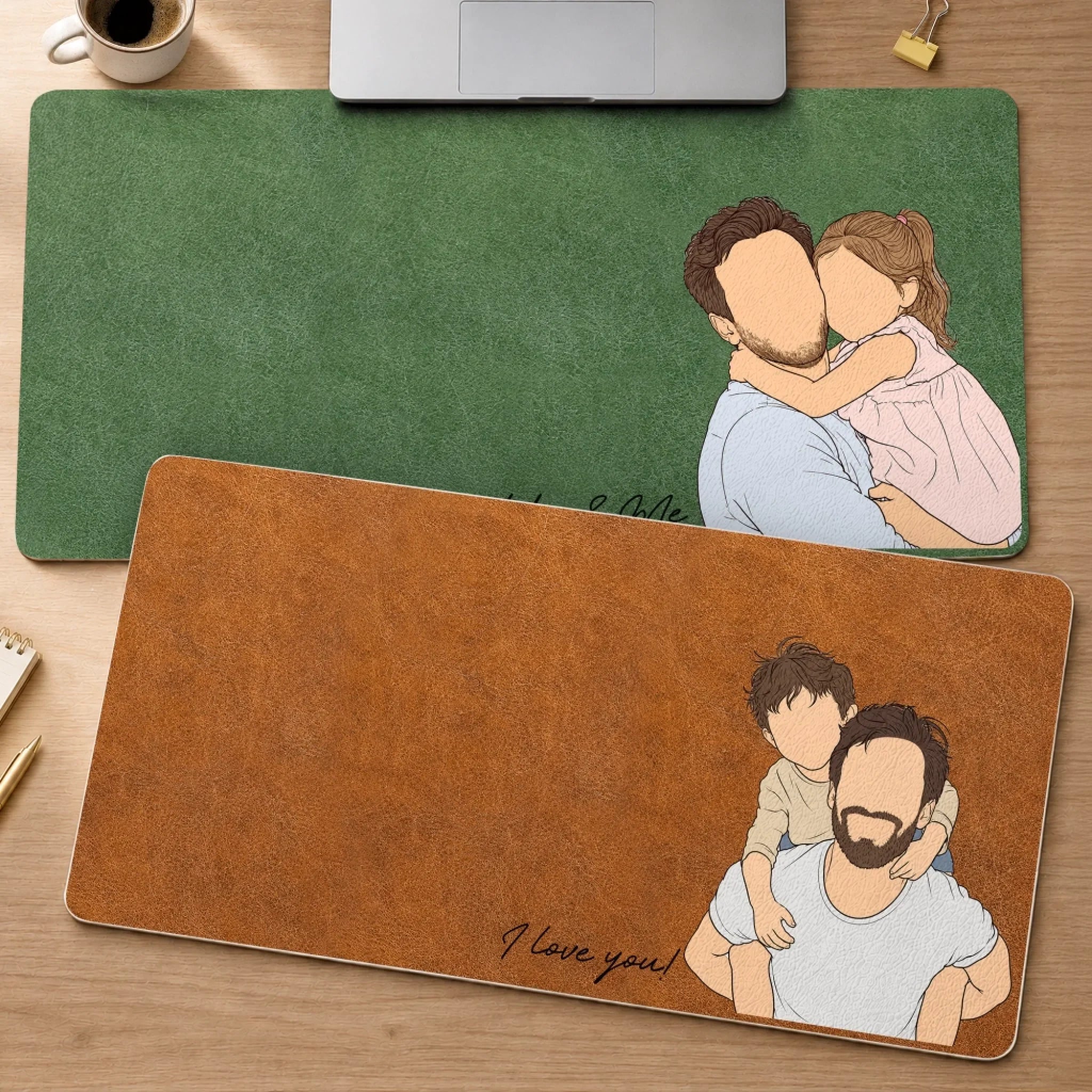 Custom Photo Desk Mat - Personalized Father's Day Birthday Gifts For Dad, Grandpa - Success Starts With Family