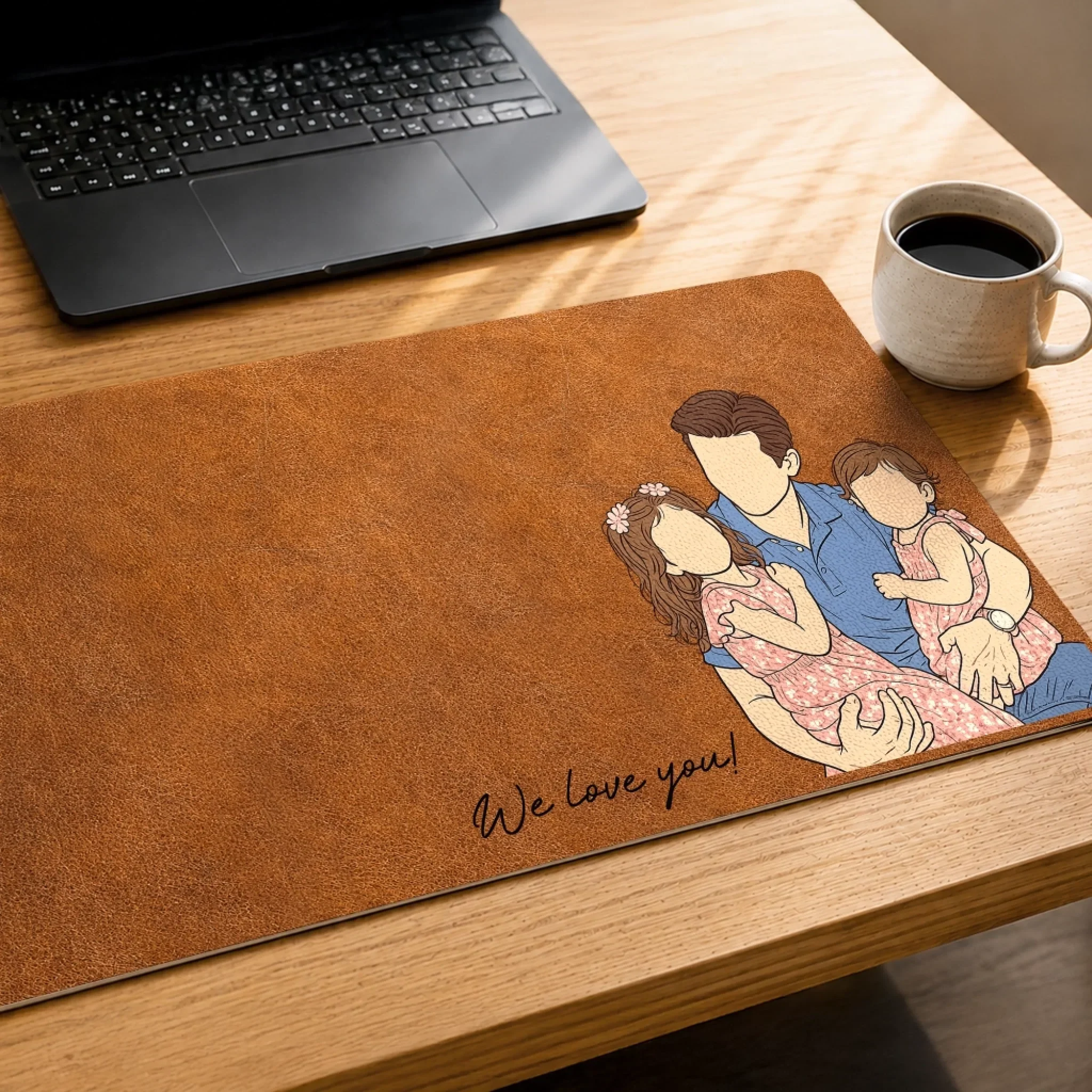 Custom Photo Desk Mat - Personalized Father's Day Birthday Gifts For Dad, Grandpa - Success Starts With Family
