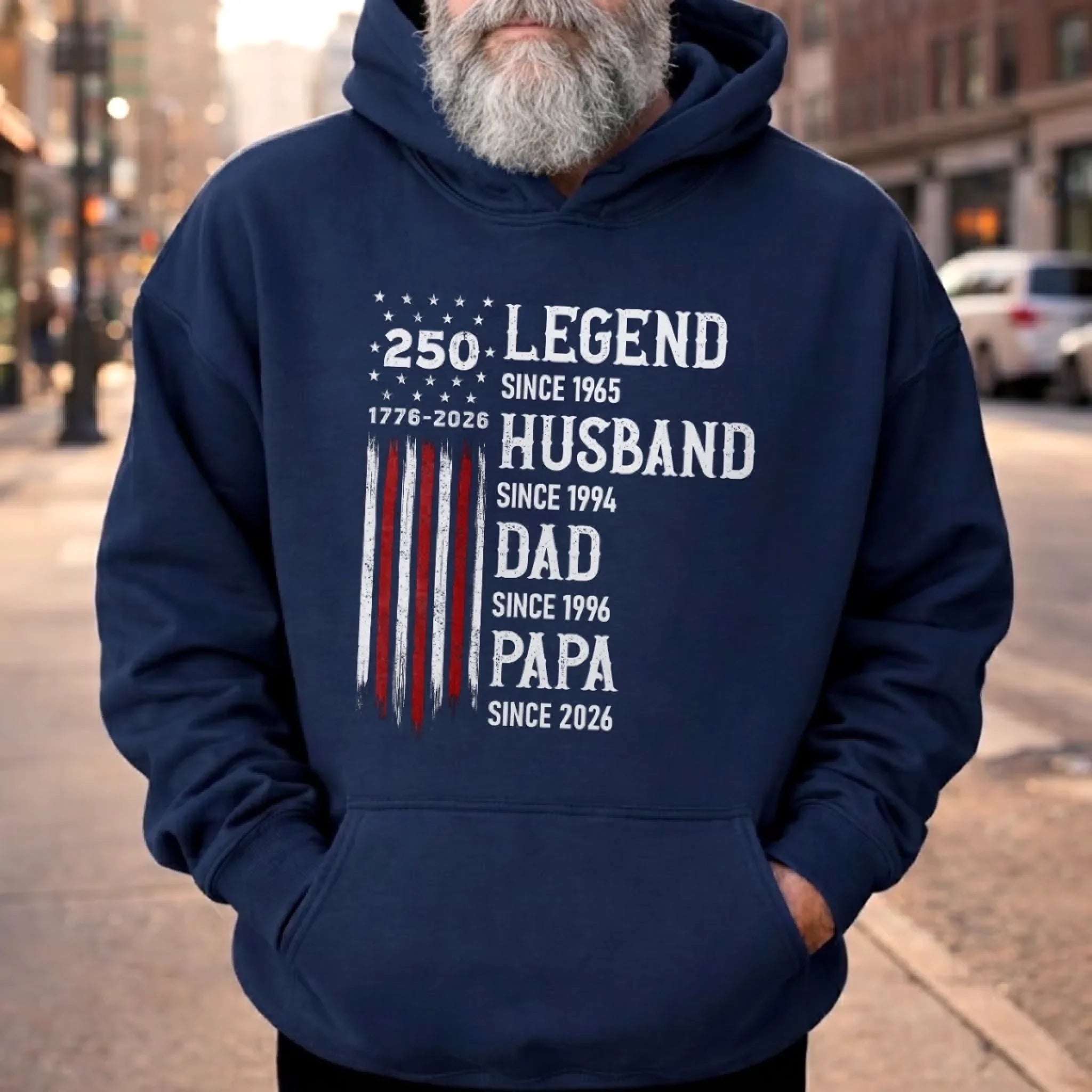 Custom T-shirt, Hoodie - Personalized America 250th Anniversary Father's Day Gifts For Dad, Grandpa - Stars Stripes And Legacy