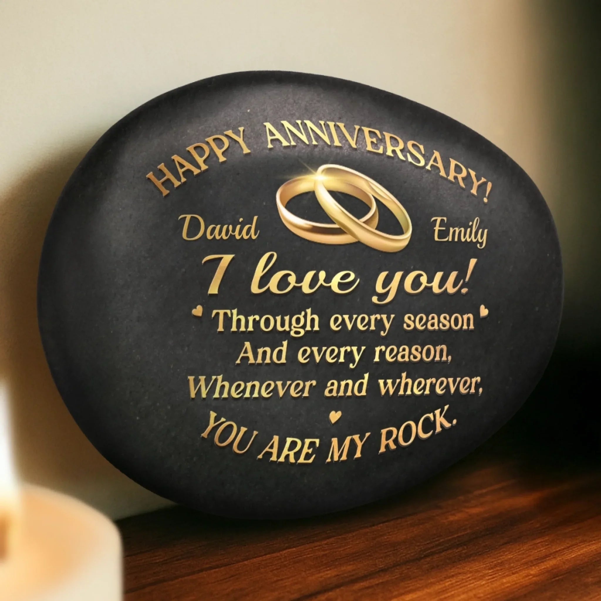 Custom Printed Rock - Personalized Anniversary Wedding Gifts For Husband And Wife, Him And Her - Still Rocking This Love Story