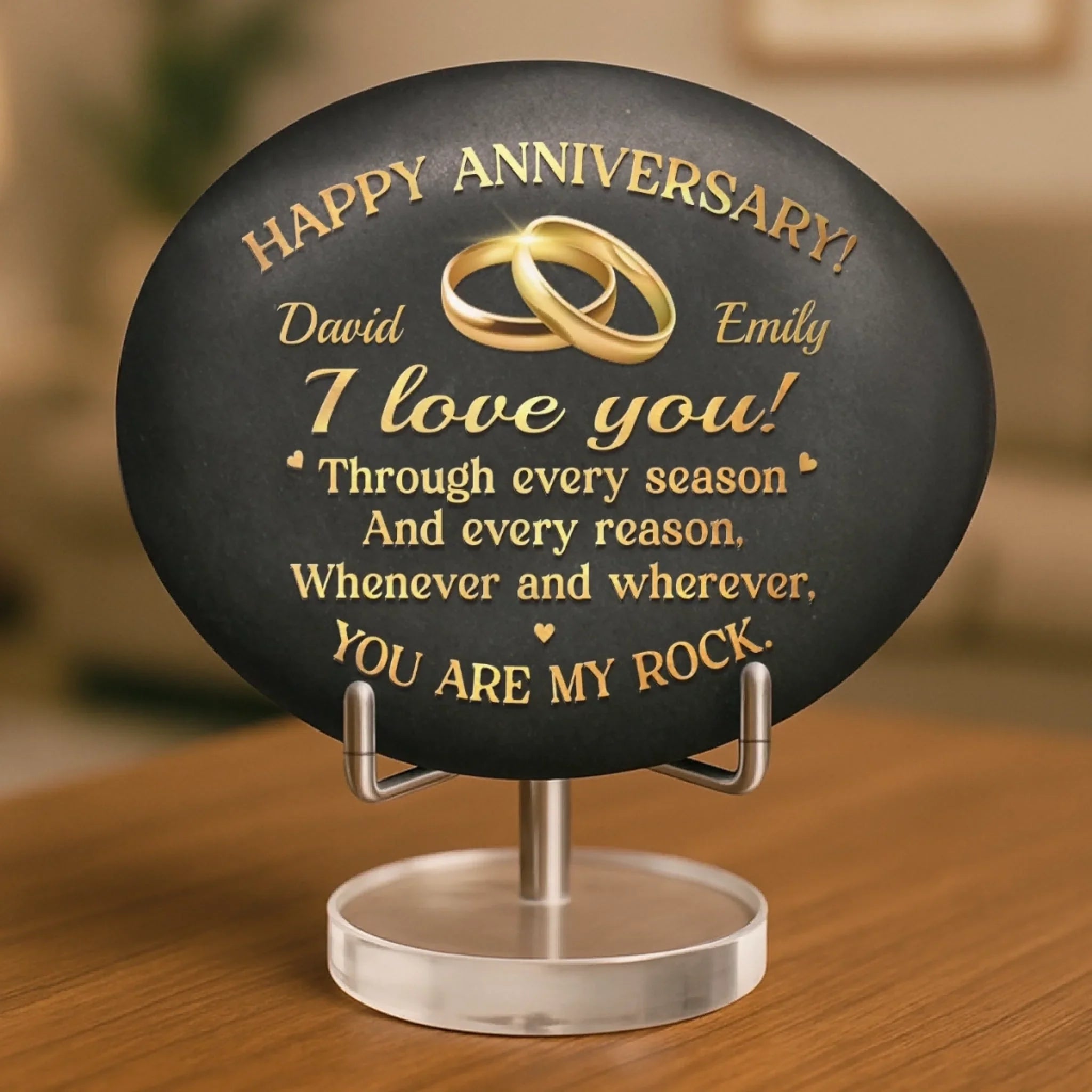 Custom Printed Rock - Personalized Anniversary Wedding Gifts For Husband And Wife, Him And Her - Still Rocking This Love Story
