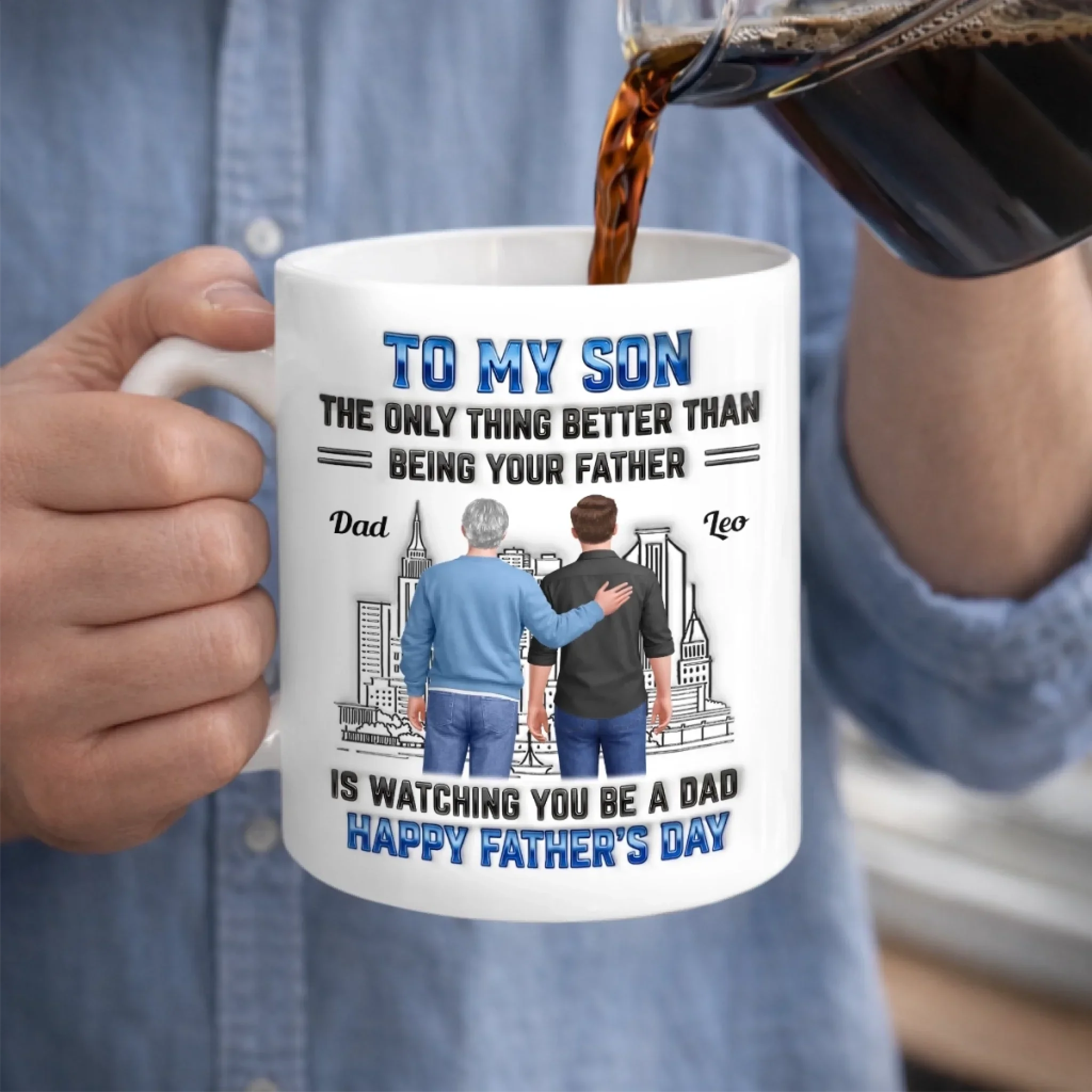Custom 3D Inflated Effect Printed Mug - Personalized Father's Day Gifts For Son - Watching You Grow Is My Joy