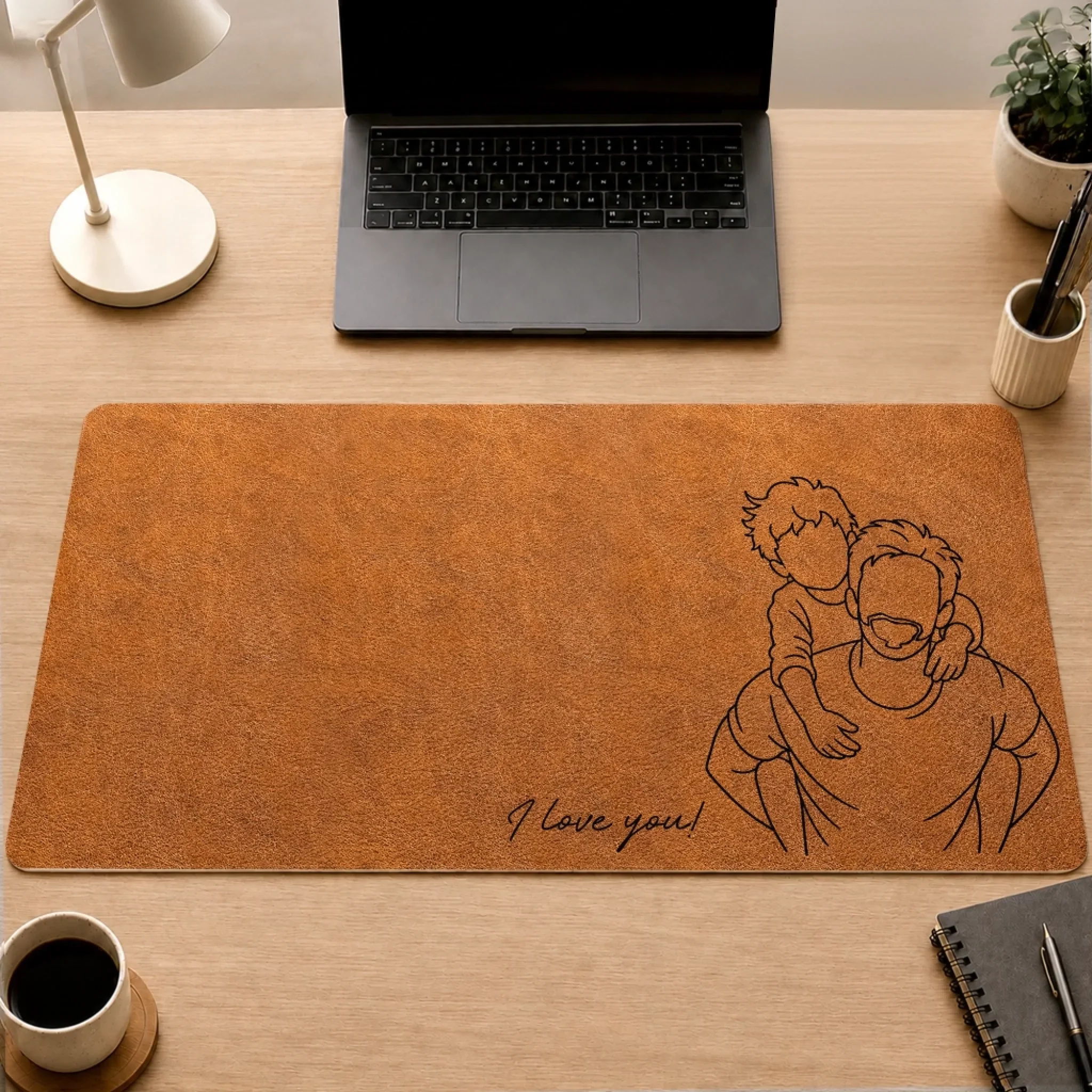 Custom Photo Desk Mat - Personalized Father's Day Birthday Gifts For Dad, Grandpa - Dad’s Love Holds Us Together