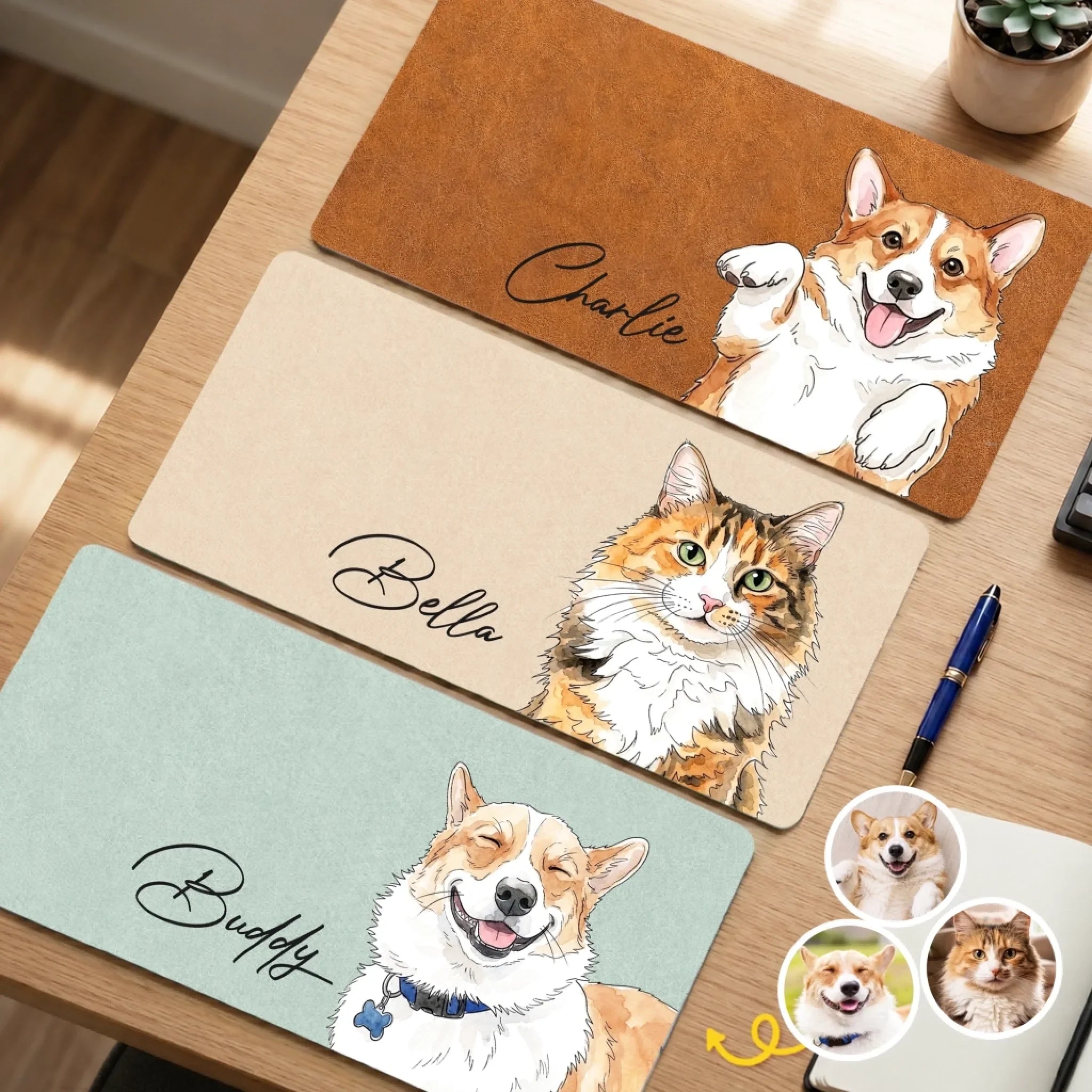 Custom Photo Desk Mat - Personalized Birthday Gifts For Dog Cat Lovers, Dog Dad And Mom, Cat Owners - A Daily Reminder To Stay Pawsitive
