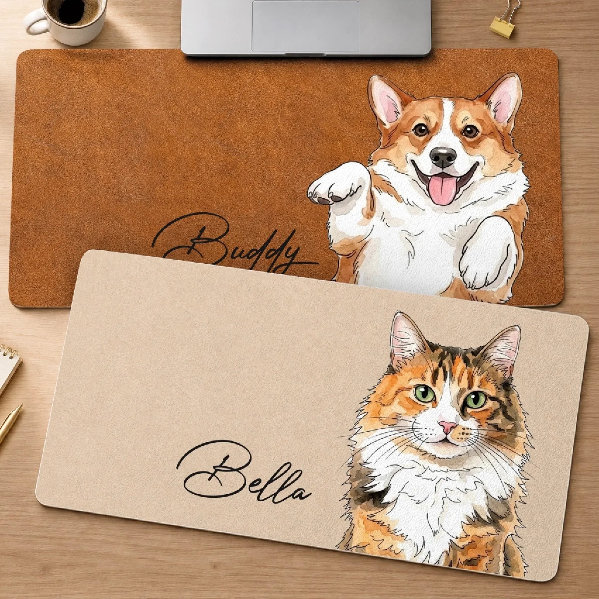 Custom Photo Desk Mat - Personalized Birthday Gifts For Dog Cat Lovers, Dog Dad And Mom, Cat Owners - A Daily Reminder To Stay Pawsitive