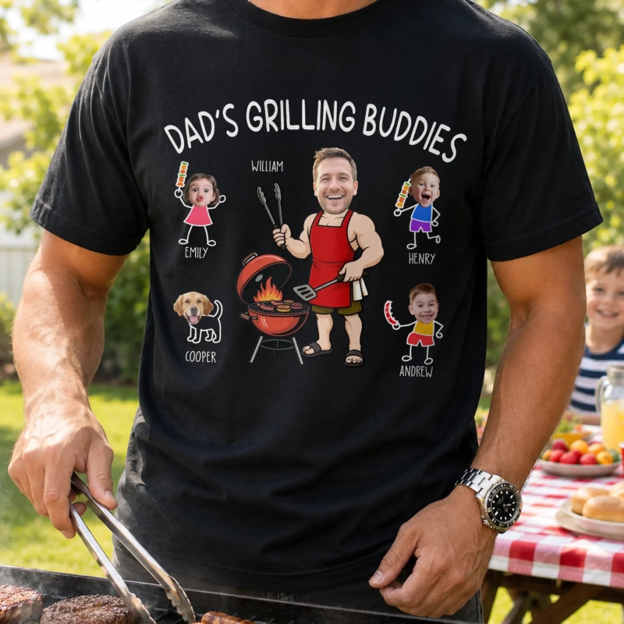 Custom Photo T-shirt, Hoodie - Personalized Father's Day Birthday Gifts For Dad, Grandpa - King of the Backyard Grill