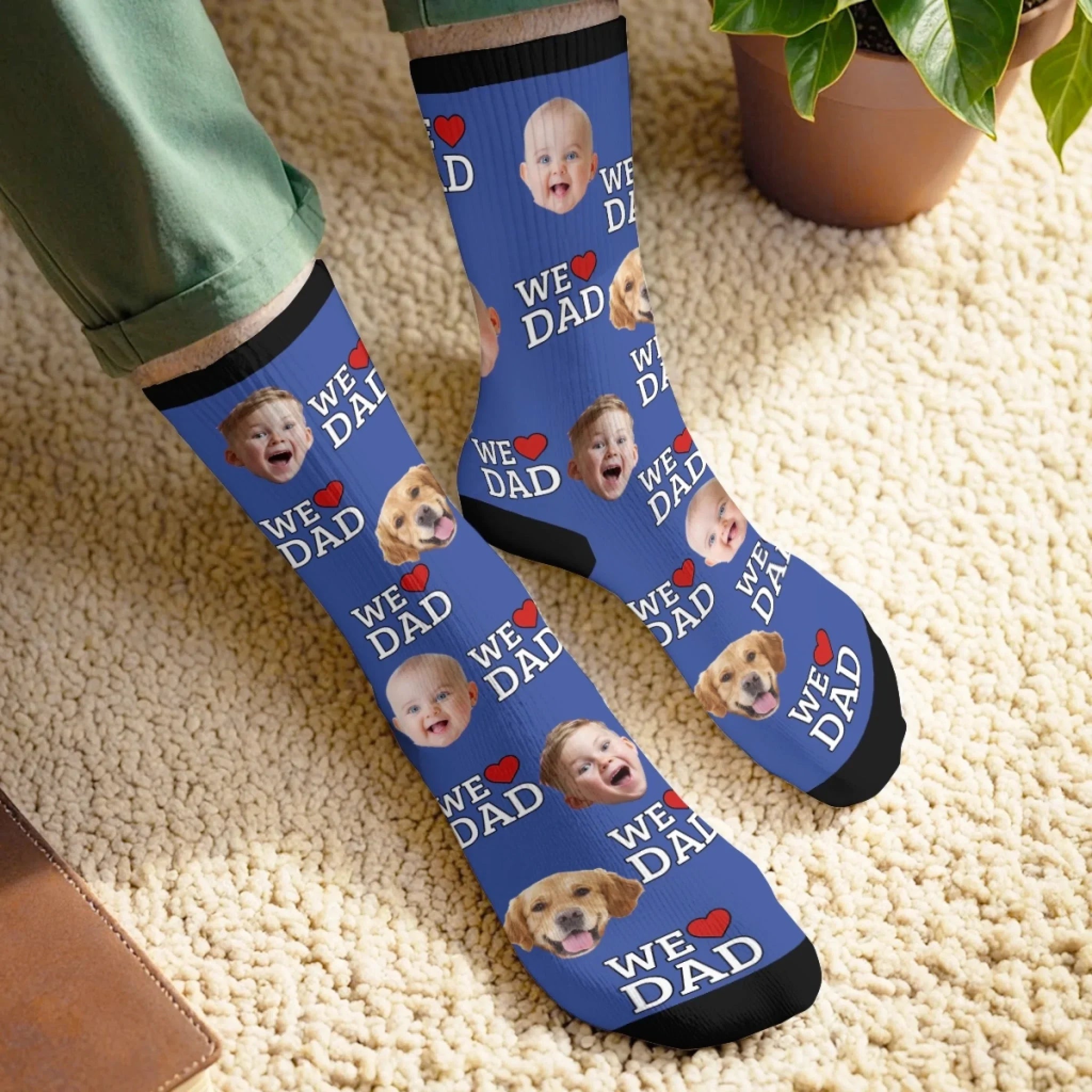 Custom Photo Middle Tube Socks - Personalized Father's Day Birthday Gifts For Dad, Grandpa - Cool Dads Wear Cool Socks