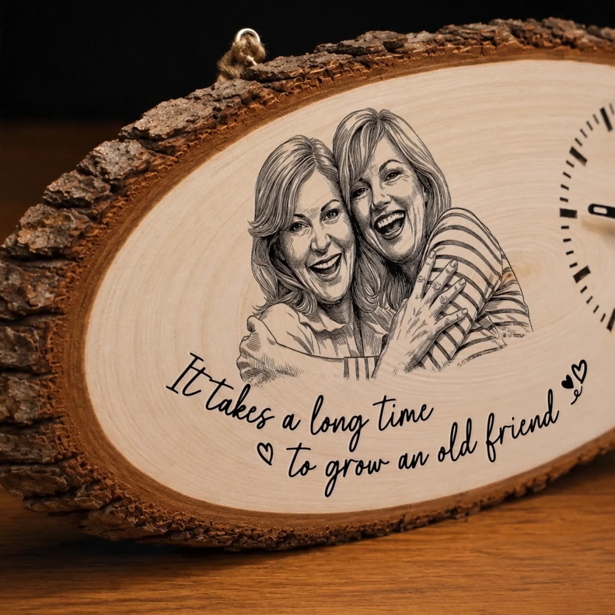 Custom Photo Rustic Wooden Clock - Personalized Best Friend Birthday Gifts For Women, Besties, Sisters, BFF - The Best Kind Of Forever Friend