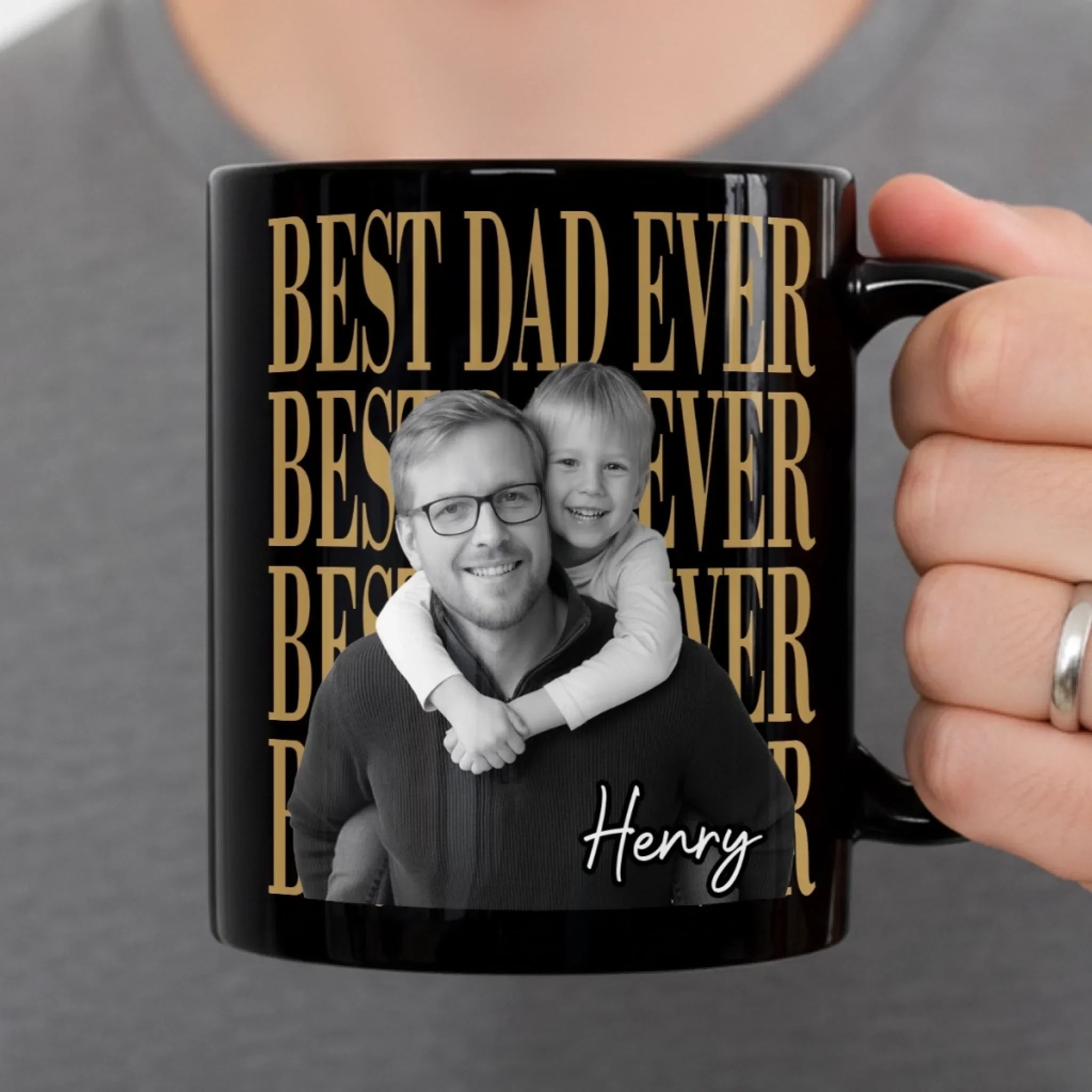 Custom Photo Black Mug - Personalized Father's Day Gifts For Dad, Grandpa - The Man, The Myth