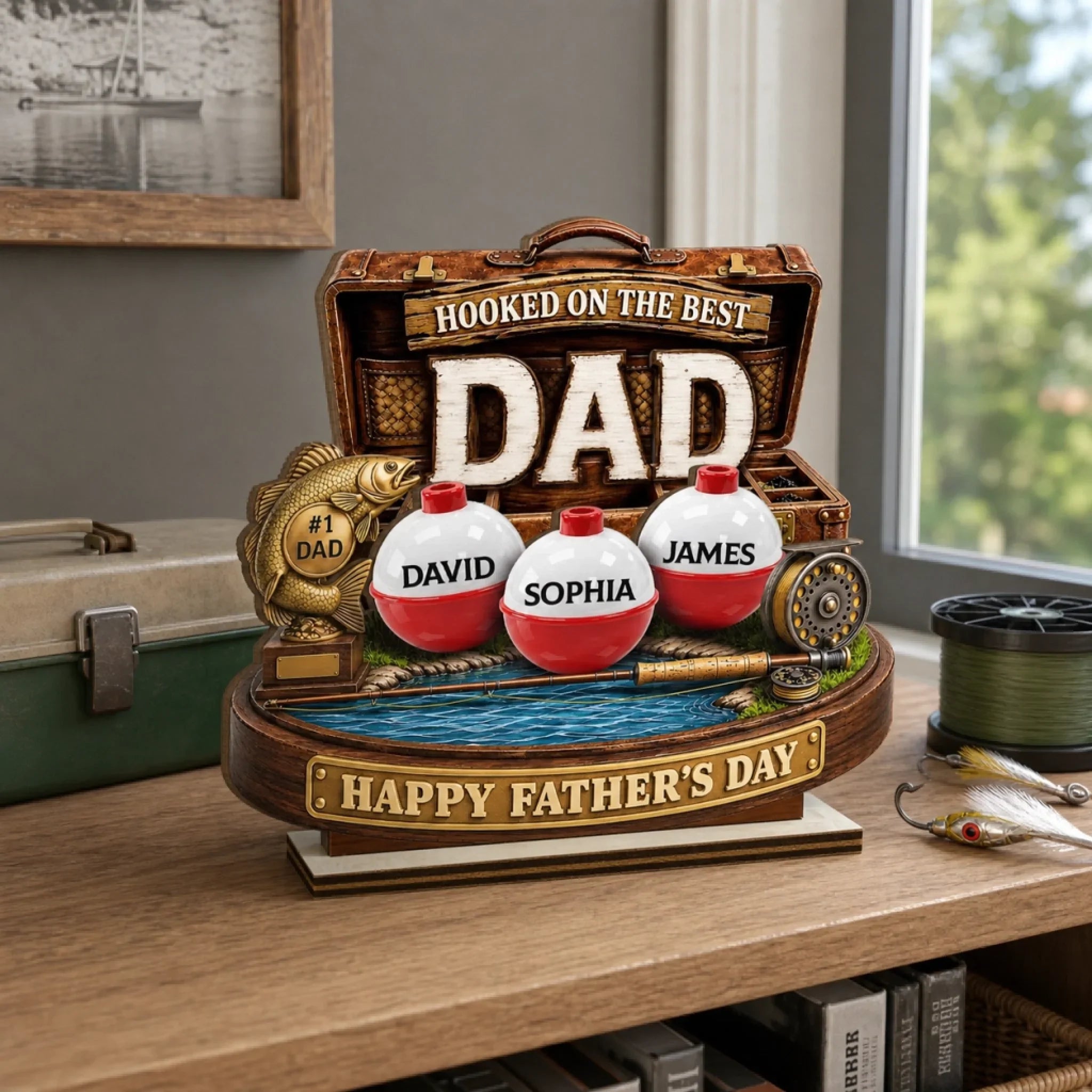 Custom 2-Layered Wooden Plaque - Personalized Father's Day Fishing Gifts For Fisherman, Dad, Grandpa - Gone Fishing See You Later