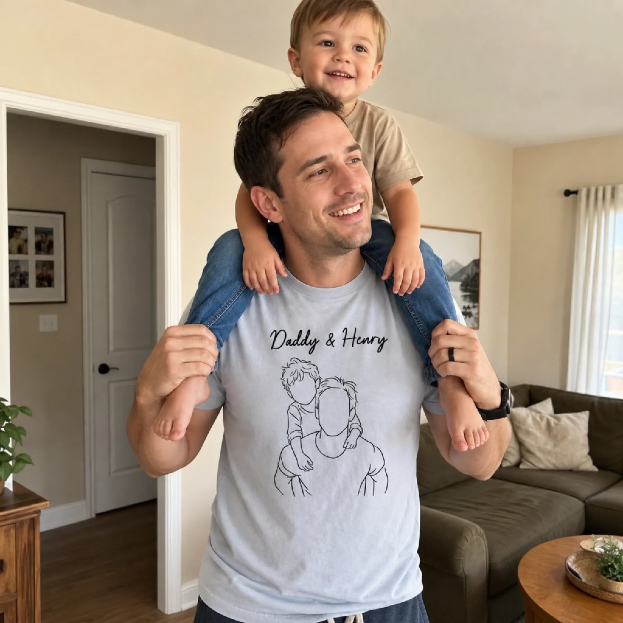 Custom Photo T-shirt, Hoodie - Personalized Father's Day, Baby Shower, Gender Reveal Gifts For New Moms, New Dads, New Parents - Hello Tiny Best Friend
