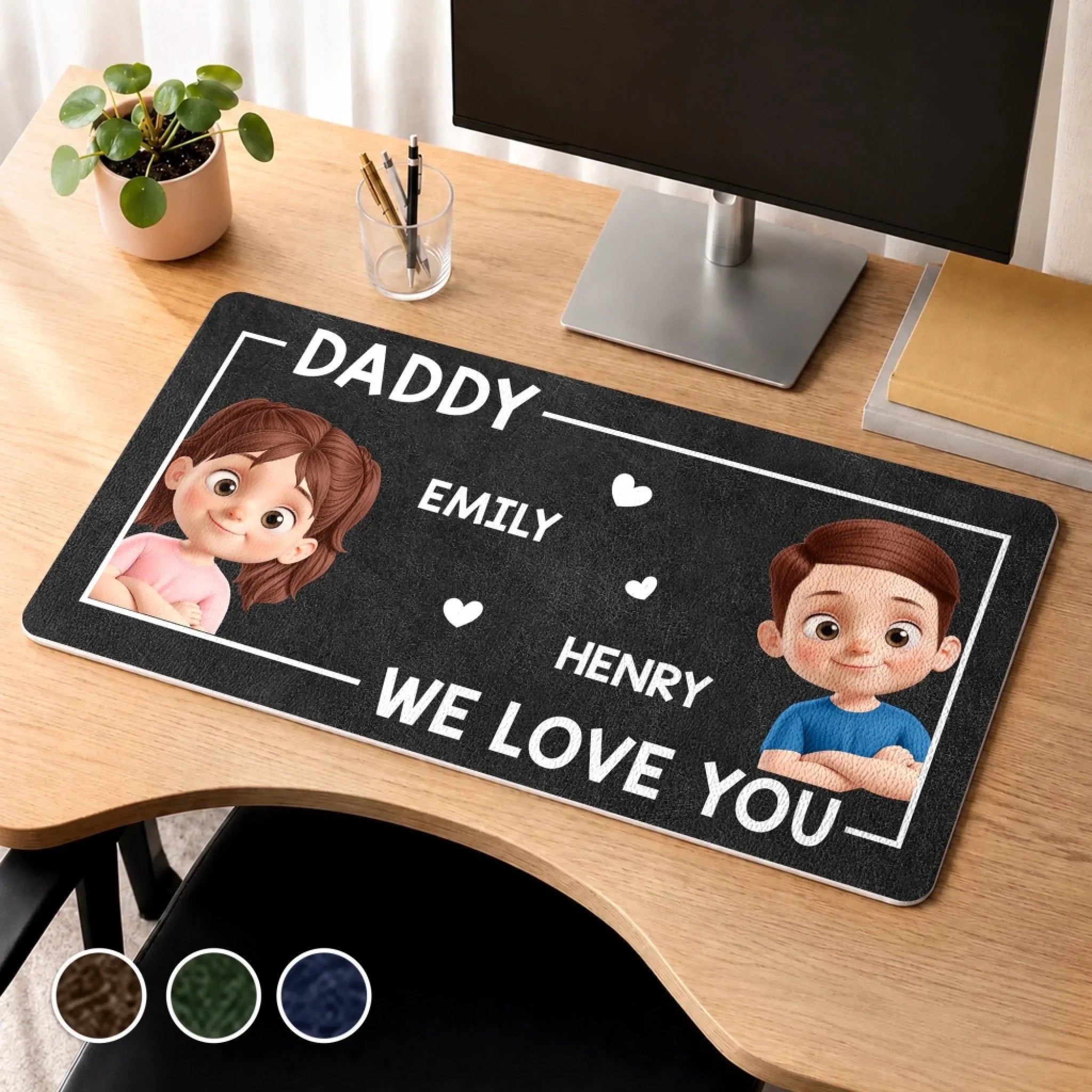 Custom Desk Mat - Personalized Father's Day Birthday Gifts For Dad, Grandpa - Loved By Tiny Humans