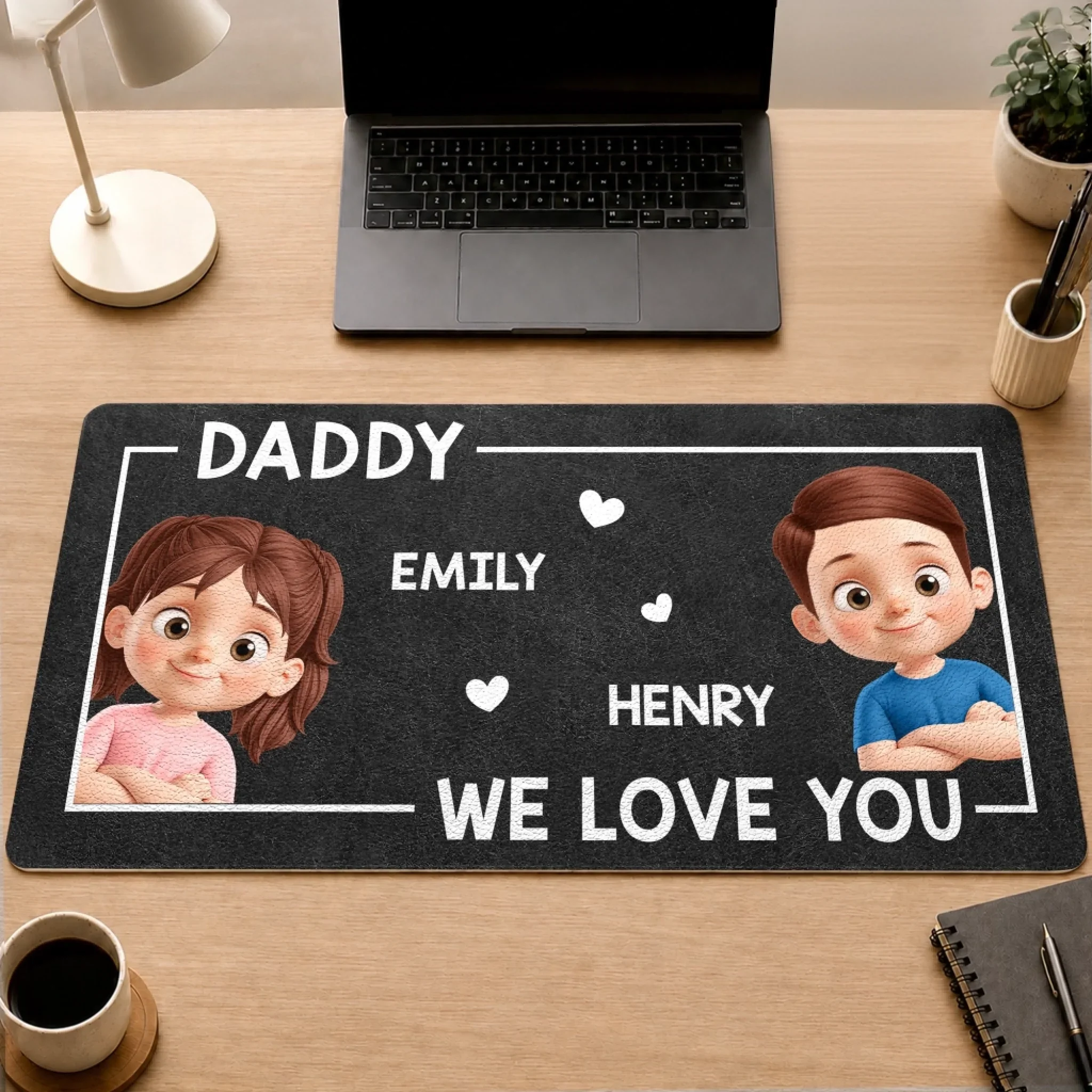 Custom Desk Mat - Personalized Father's Day Birthday Gifts For Dad, Grandpa - Loved By Tiny Humans