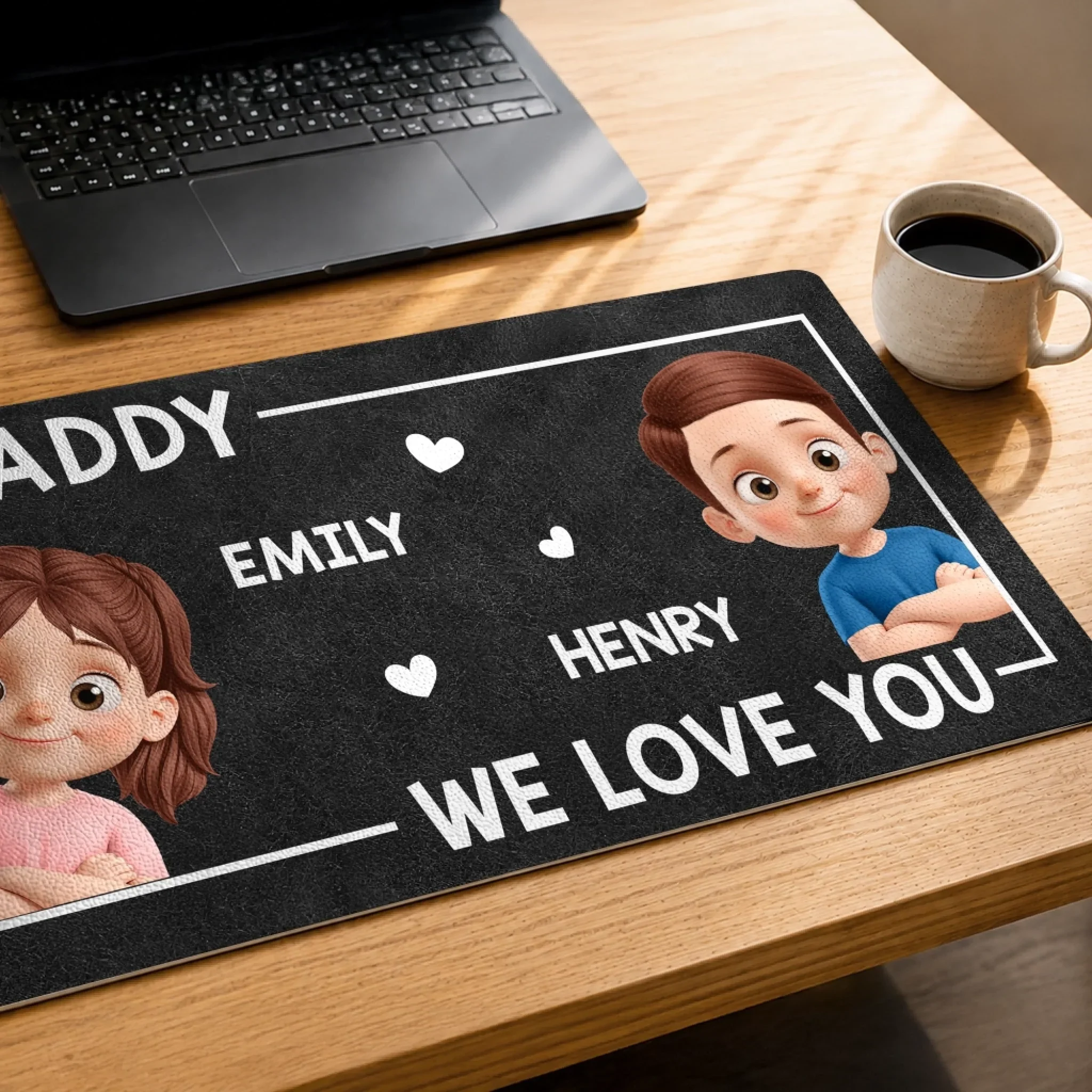 Custom Desk Mat - Personalized Father's Day Birthday Gifts For Dad, Grandpa - Loved By Tiny Humans
