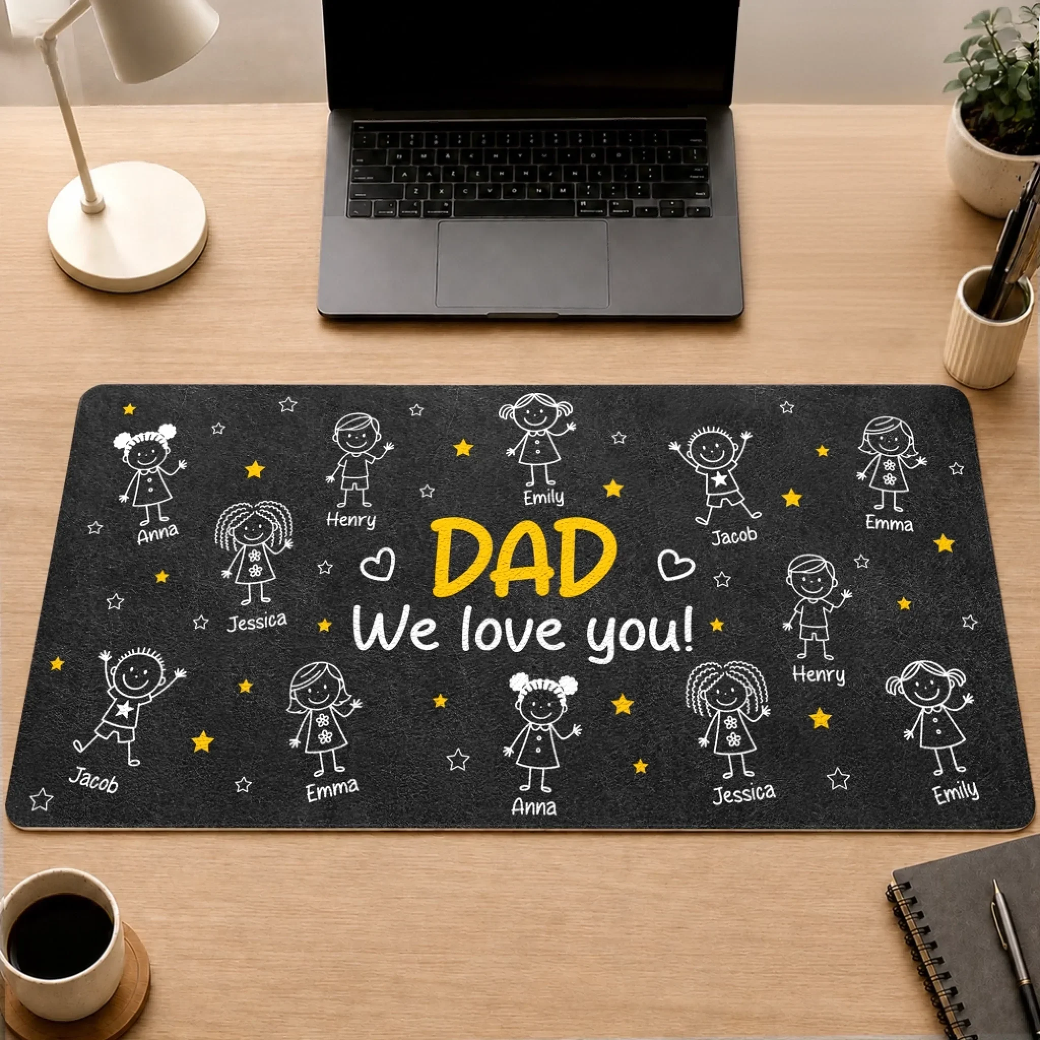 Custom Desk Mat - Personalized Father's Day Birthday Gifts For Dad, Grandpa - Daddy’s Desk, Filled With Love