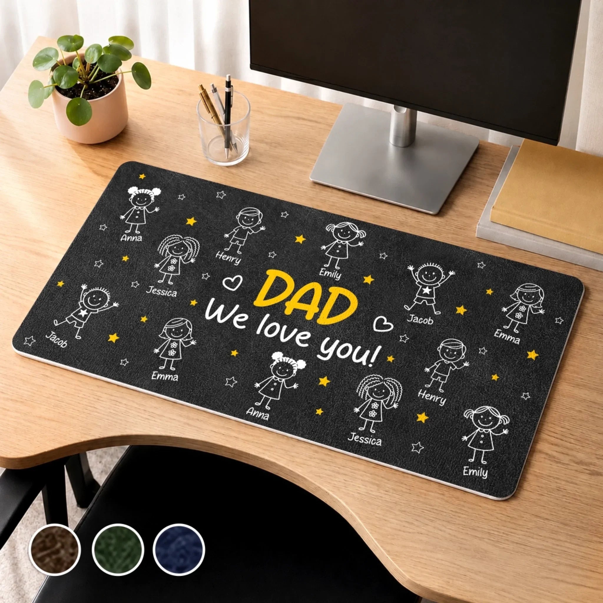 Custom Desk Mat - Personalized Father's Day Birthday Gifts For Dad, Grandpa - Daddy’s Desk, Filled With Love