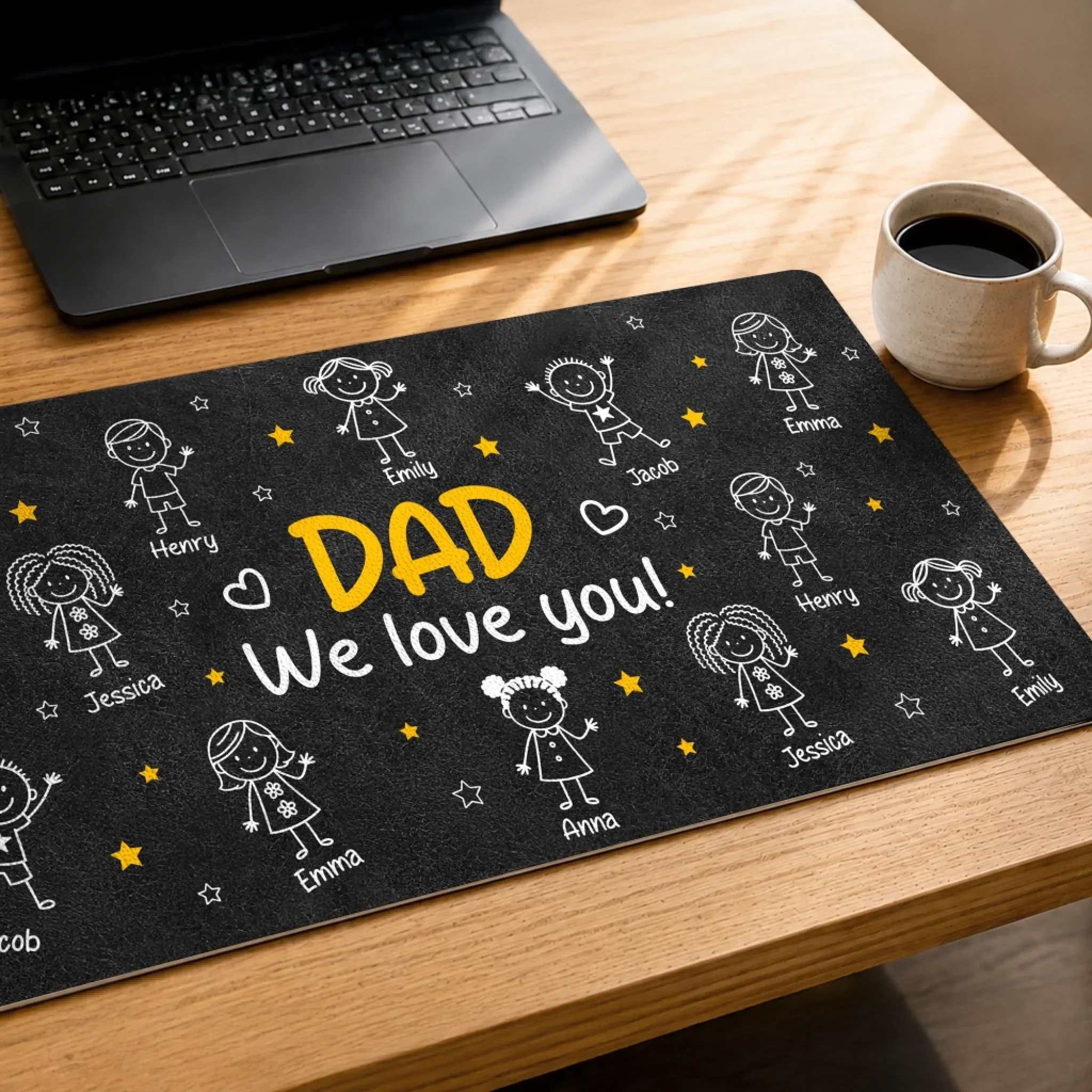 Custom Desk Mat - Personalized Father's Day Birthday Gifts For Dad, Grandpa - Daddy’s Desk, Filled With Love