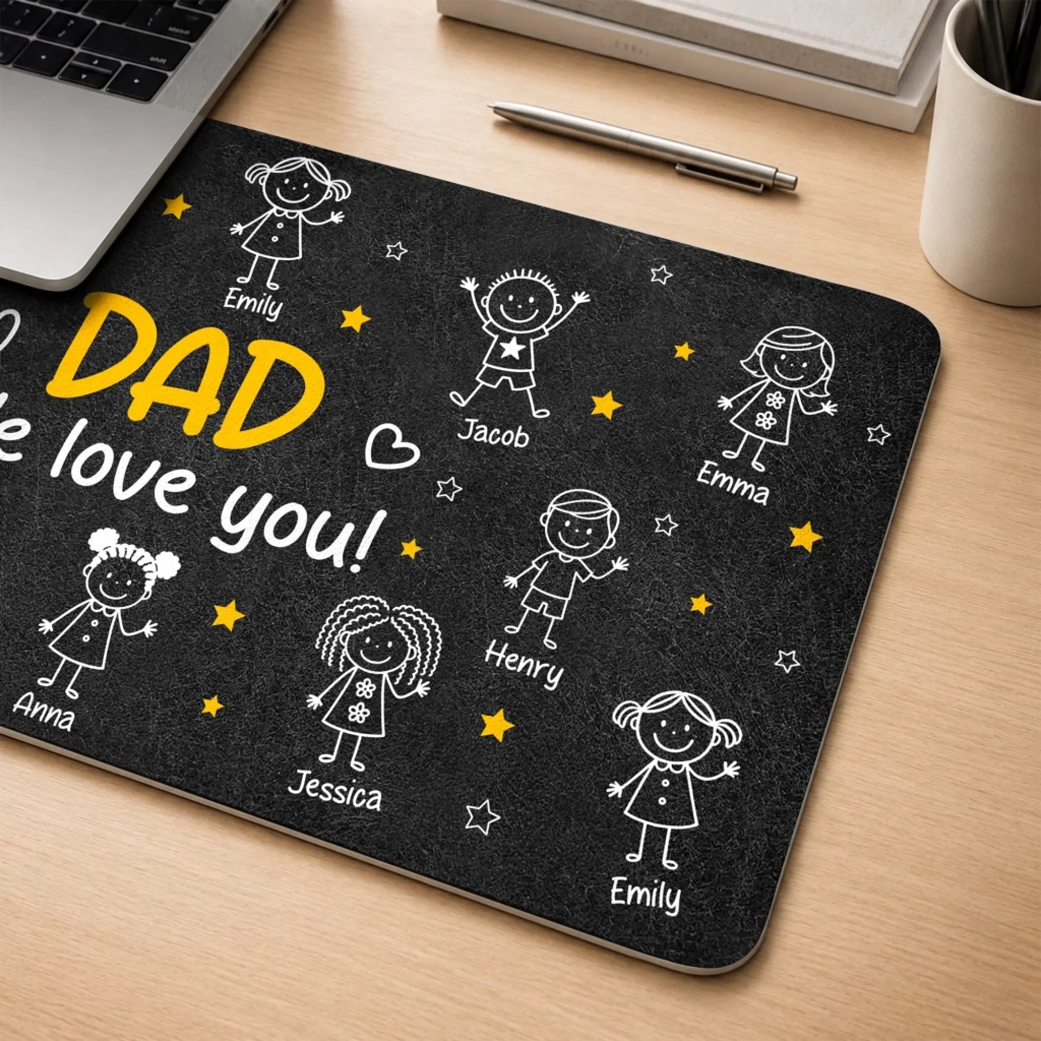 Custom Desk Mat - Personalized Father's Day Birthday Gifts For Dad, Grandpa - Daddy’s Desk, Filled With Love