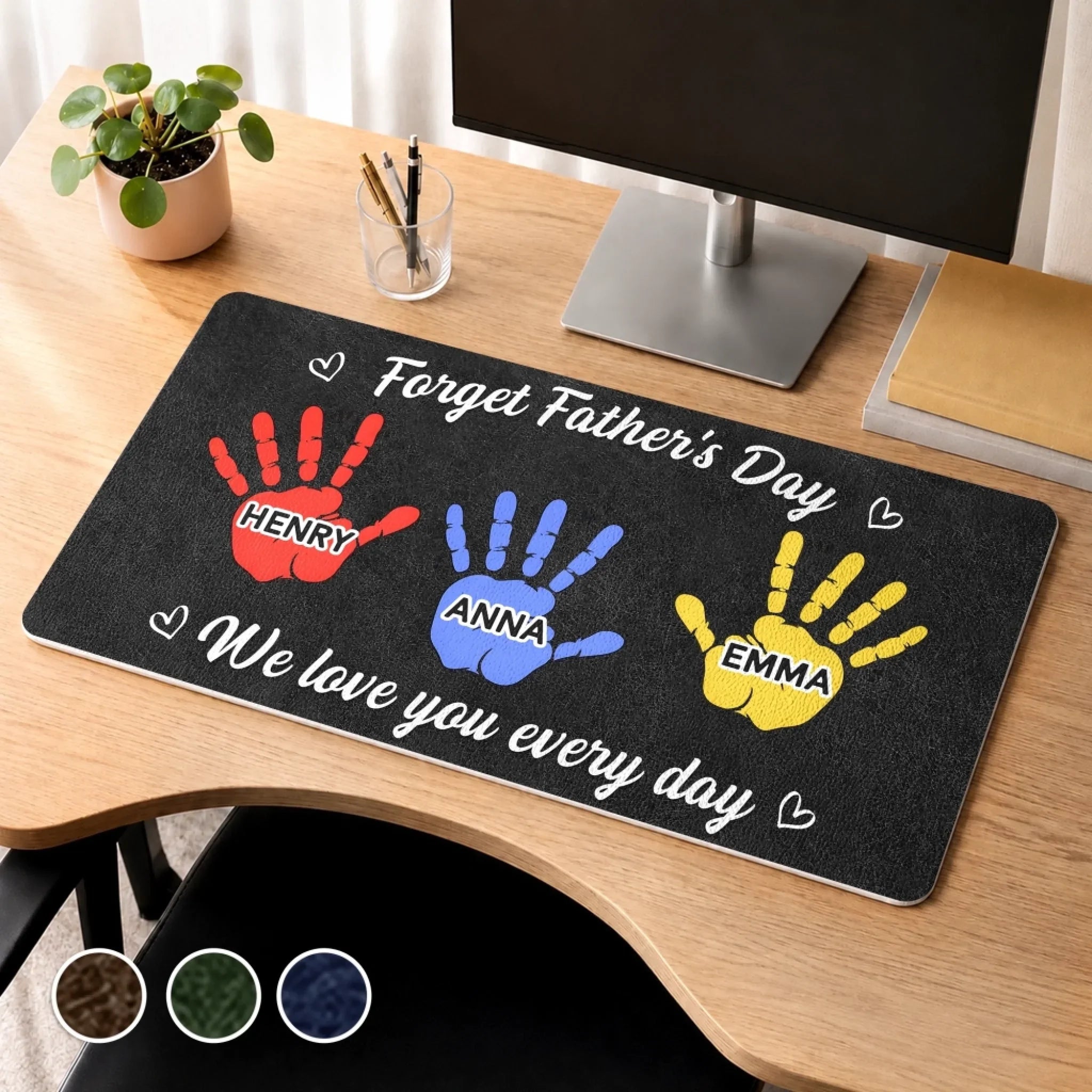 Custom Desk Mat - Personalized Father's Day Birthday Gifts For Dad, Grandpa - Tiny Hands, Big Love For Daddy