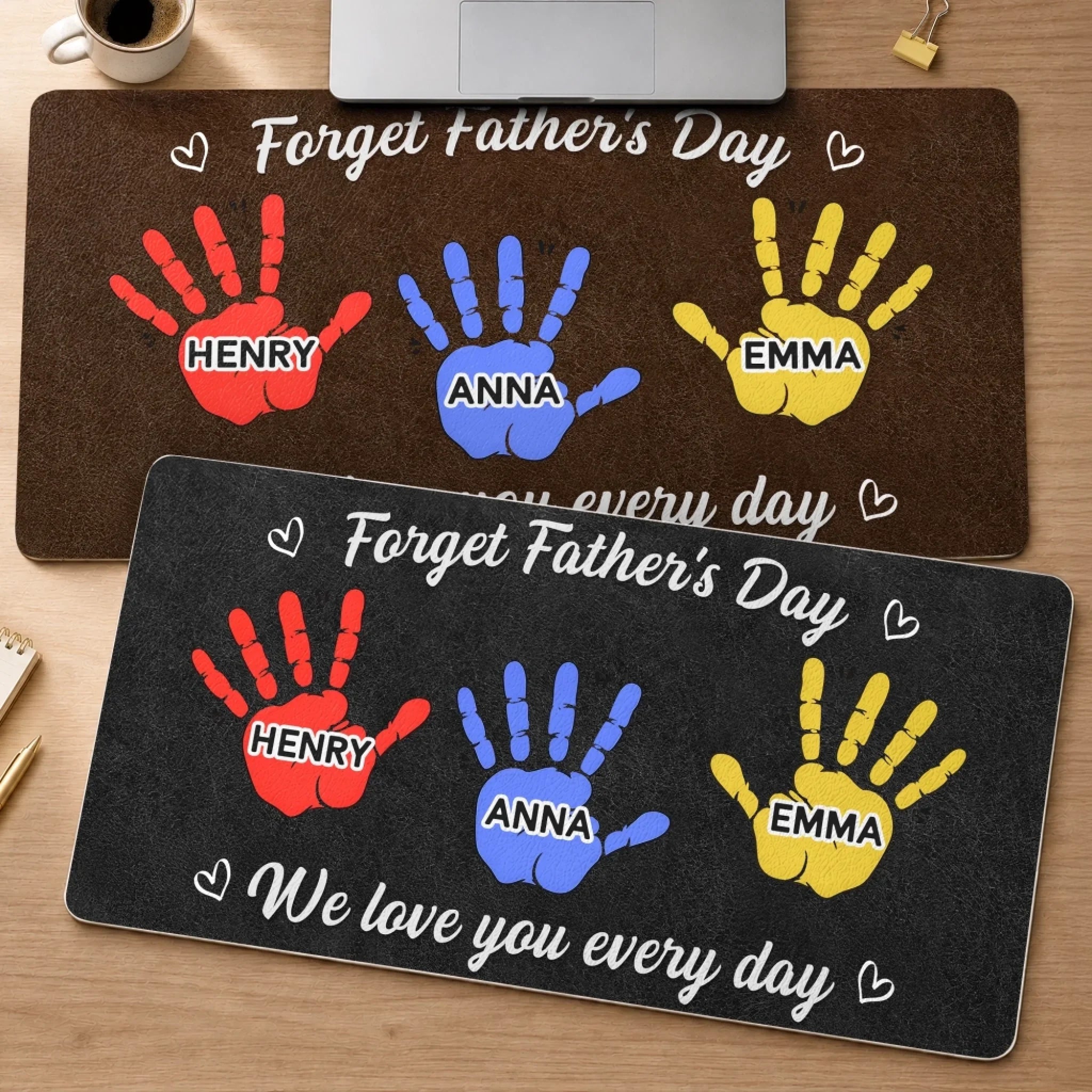 Custom Desk Mat - Personalized Father's Day Birthday Gifts For Dad, Grandpa - Tiny Hands, Big Love For Daddy