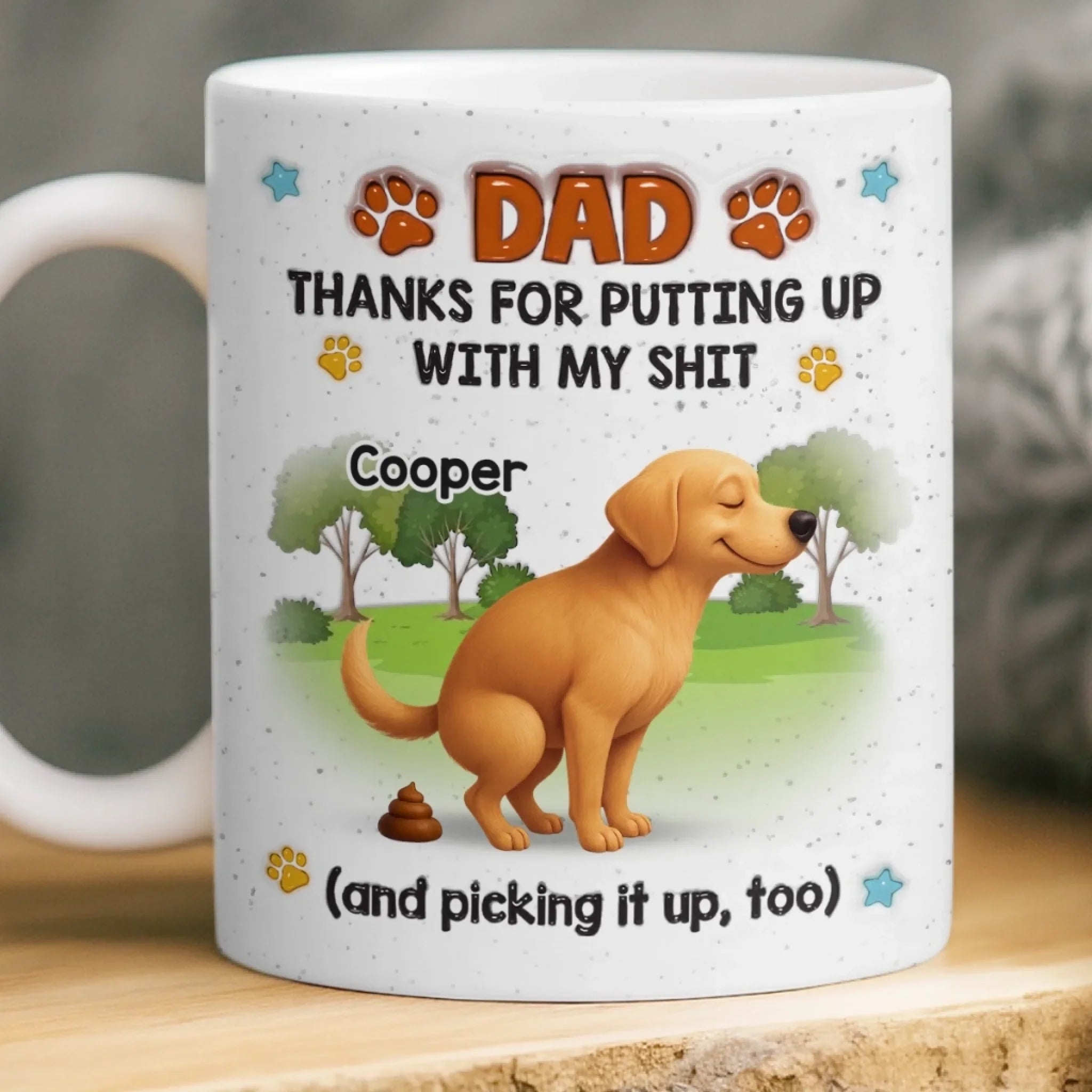 Custom 3D Inflated Effect Printed Mug - Personalized Father's Day Birthday Gifts For Dog Cat Lovers, Dog Dad And Mom, Cat Owners - Powered By Coffee & Cat Cuddles