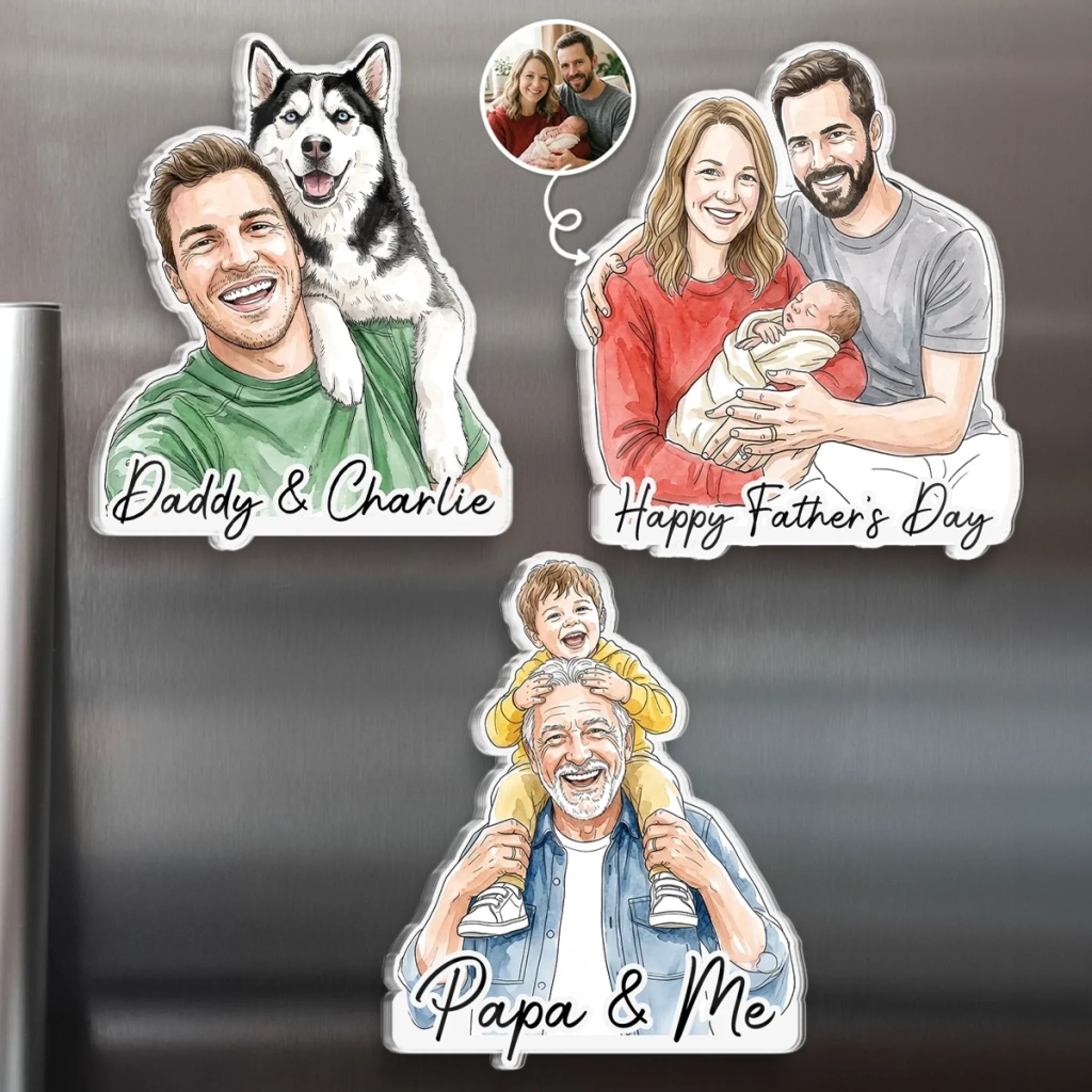 Custom Photo Acrylic Fridge Magnet - Personalized Birthday Gifts For Dog Cat Lovers, Dog Dad And Mom, Cat Owners - My Heart Has Paws