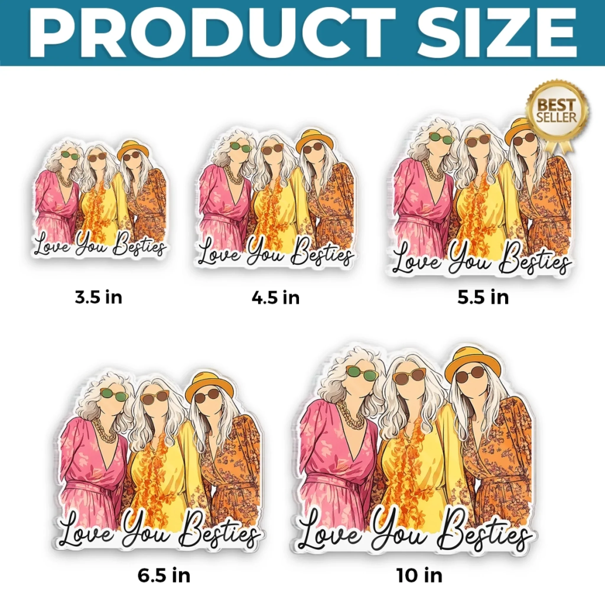 Custom Photo Acrylic Fridge Magnet - Personalized Best Friend Birthday Gifts For Women, Besties, Sisters, BFF - Chibi Version Of Us