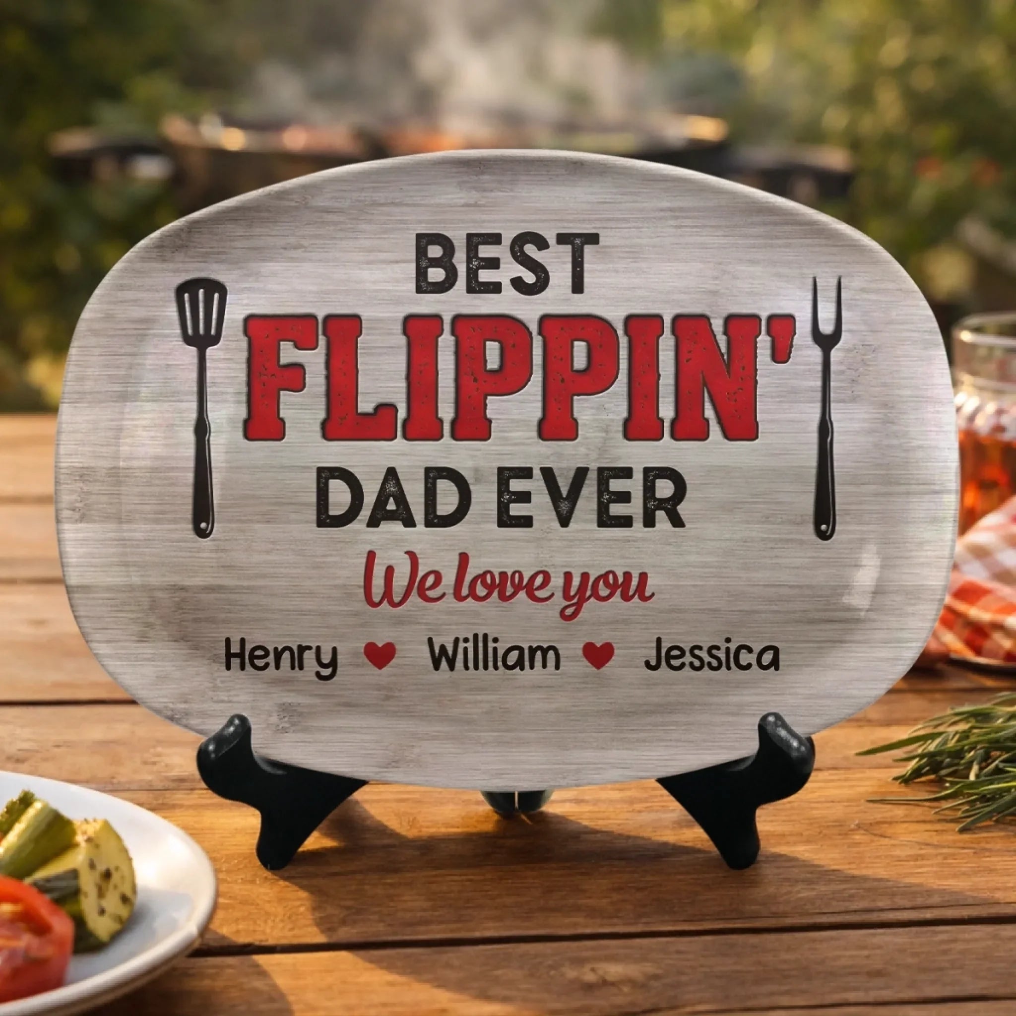 Custom Platter - Personalized Father's Day Birthday Gifts For Dad, Grandpa - Smoke Meat Enjoy Life