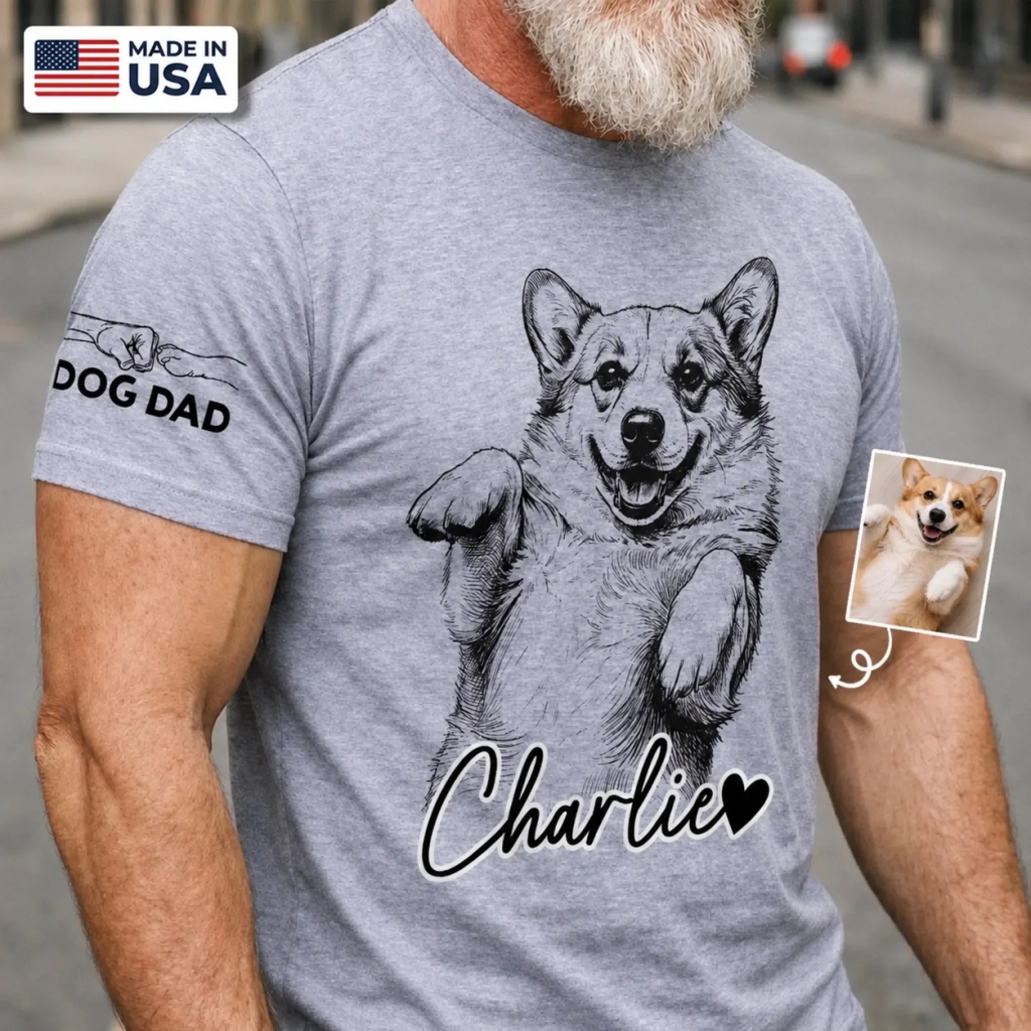 Custom Unisex T-Shirt With Design On Sleeve - Personalized Father's Day Gifts For Dog Cat Lovers, Dog Dad And Mom, Cat Owners - Happiness Starts With You