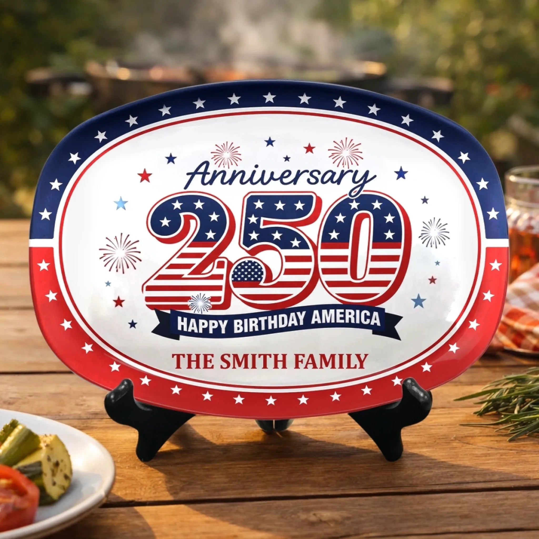 Custom Platter - Personalized America 250th Anniversary Gifts For Mom, Dad, Brother, Sister, Kids - Family Traditions Start Here
