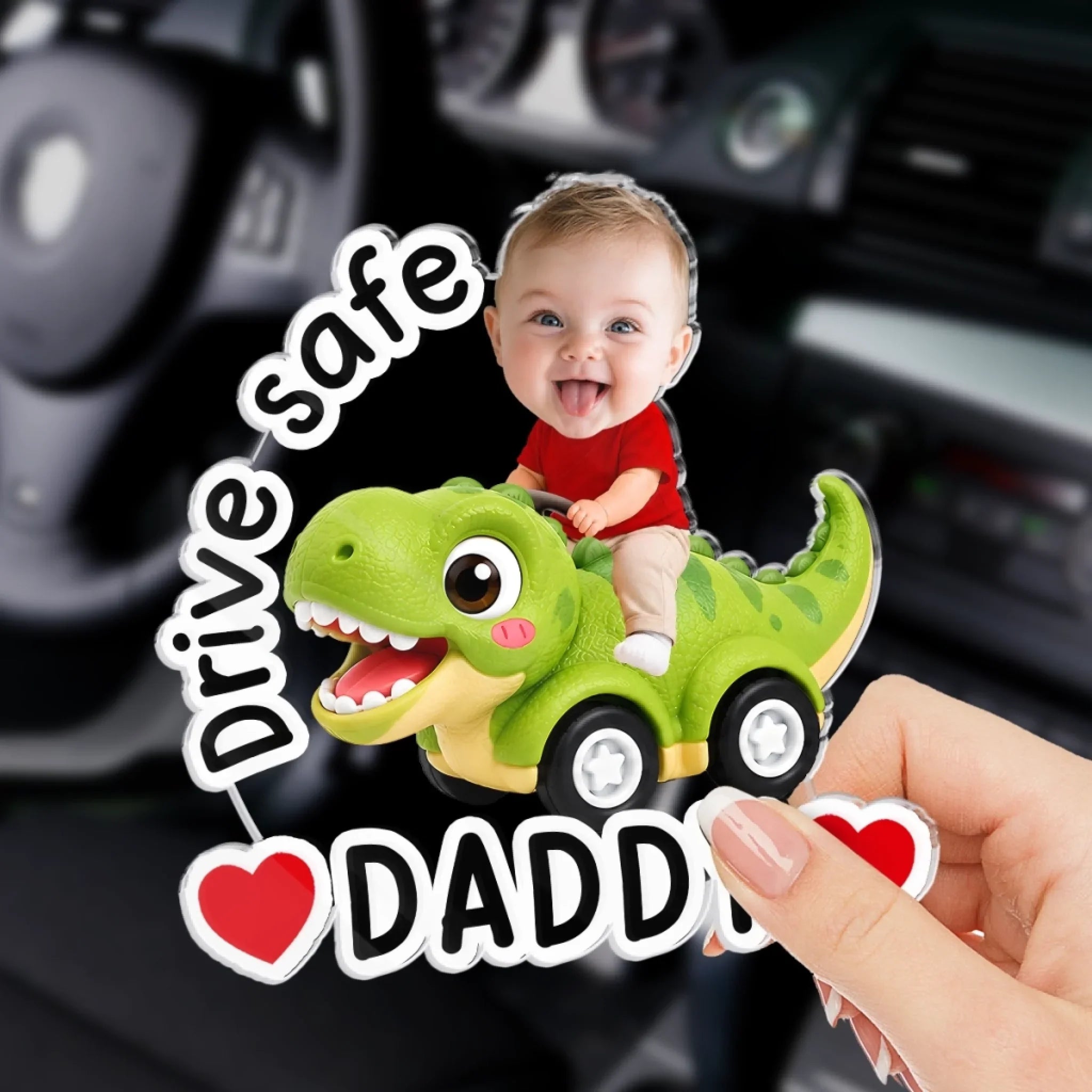Custom Photo Acrylic Car Visor Clip - Personalized Father's Day Gifts For Dad, Grandpa - Riding Into Happy Memories