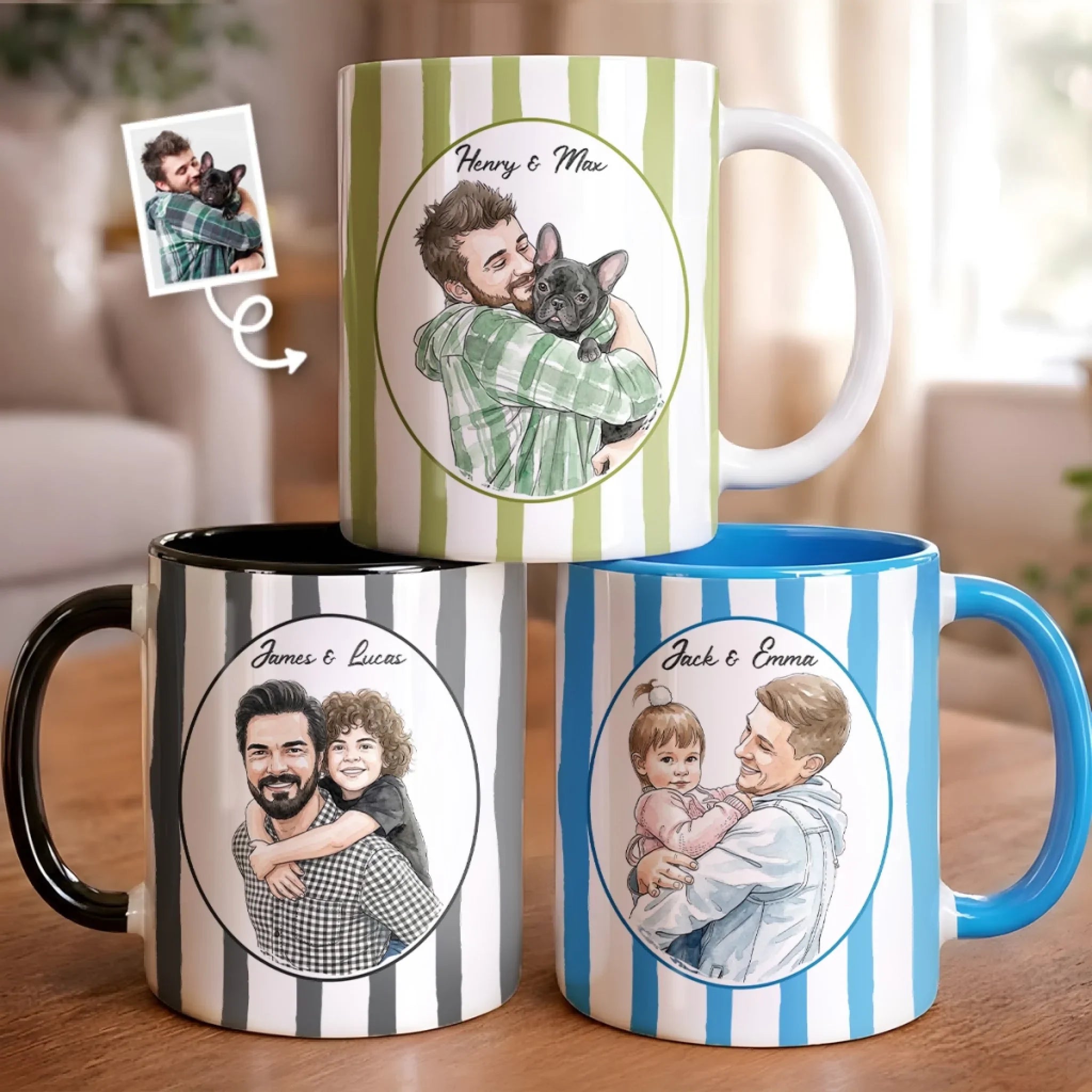 Custom Photo Accent Mug - Personalized Father's Day Birthday Gifts For Dad, Grandpa - Legendary Dad Energy