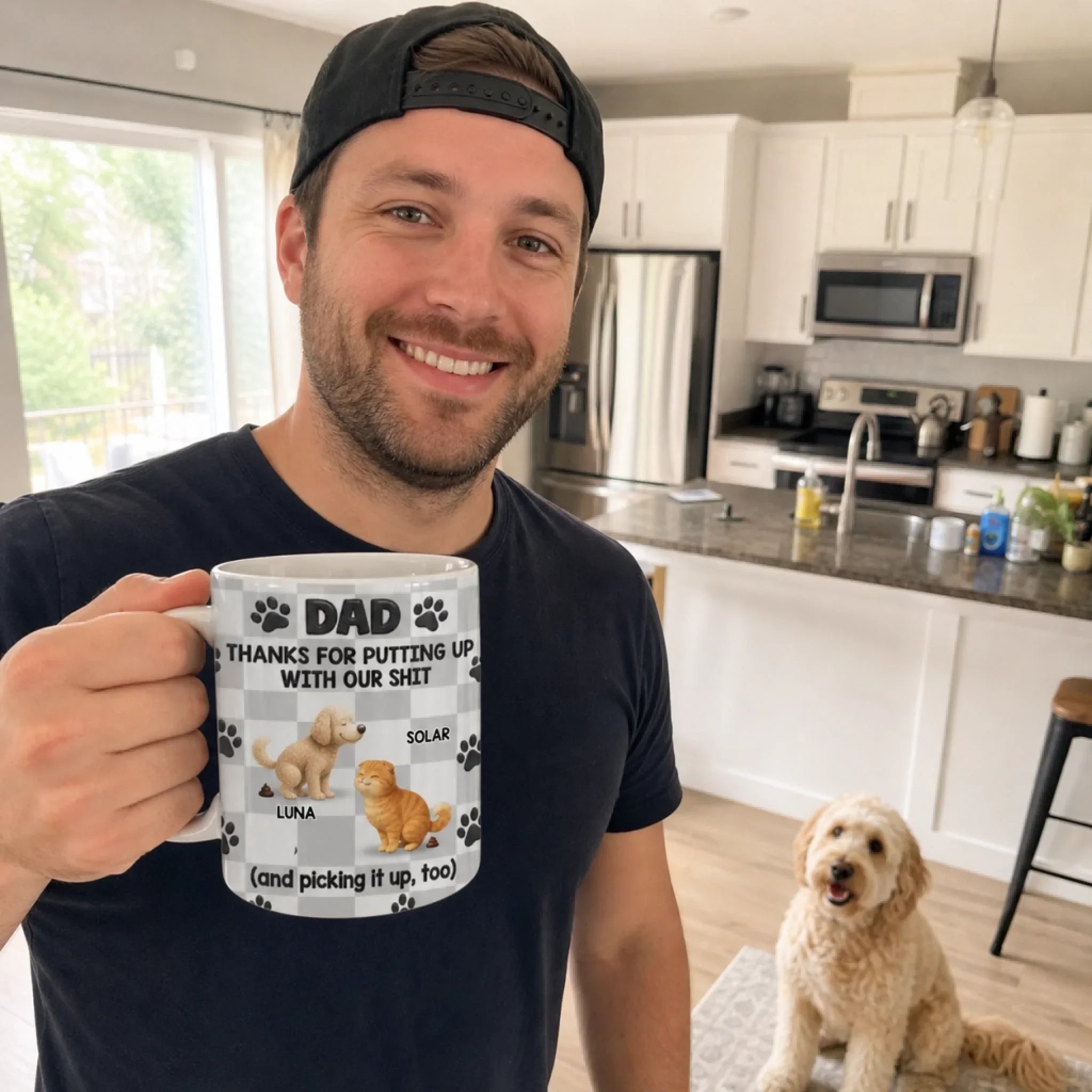 Custom Mug - Personalized Father's Day Gifts For Dog Cat Lovers, Dog Dad And Mom, Cat Owners - Paws Fill Life With Joy