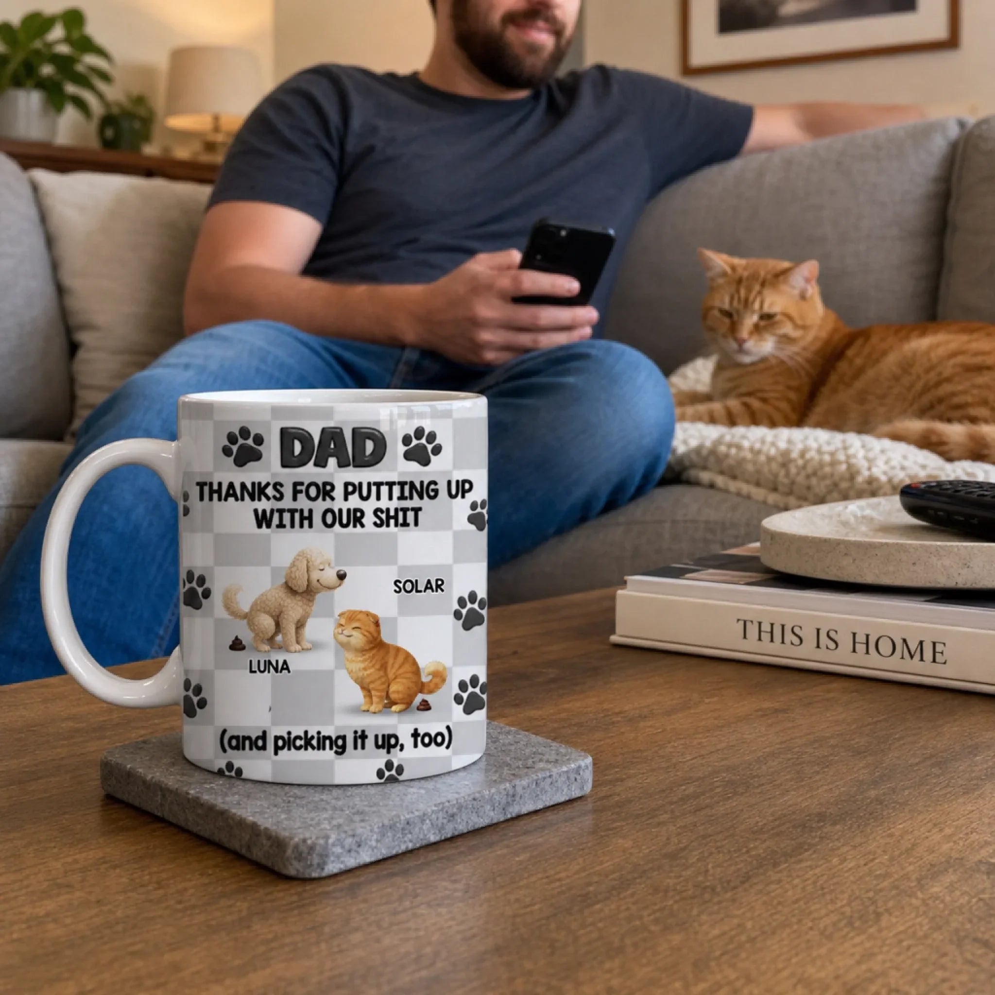 Custom Mug - Personalized Father's Day Gifts For Dog Cat Lovers, Dog Dad And Mom, Cat Owners - Paws Fill Life With Joy
