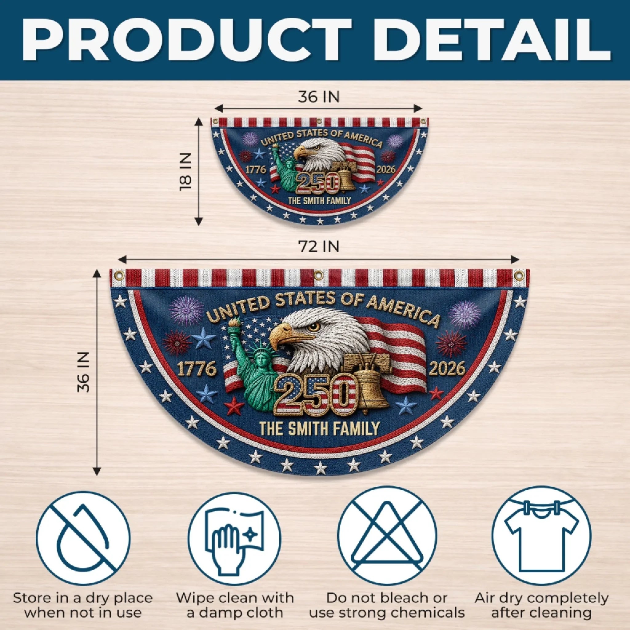 Custom Non-Pleated Fan Flag - Personalized America 250th Anniversary Gifts For Mom, Dad, Brother, Sister, Kids - Born To Celebrate Freedom