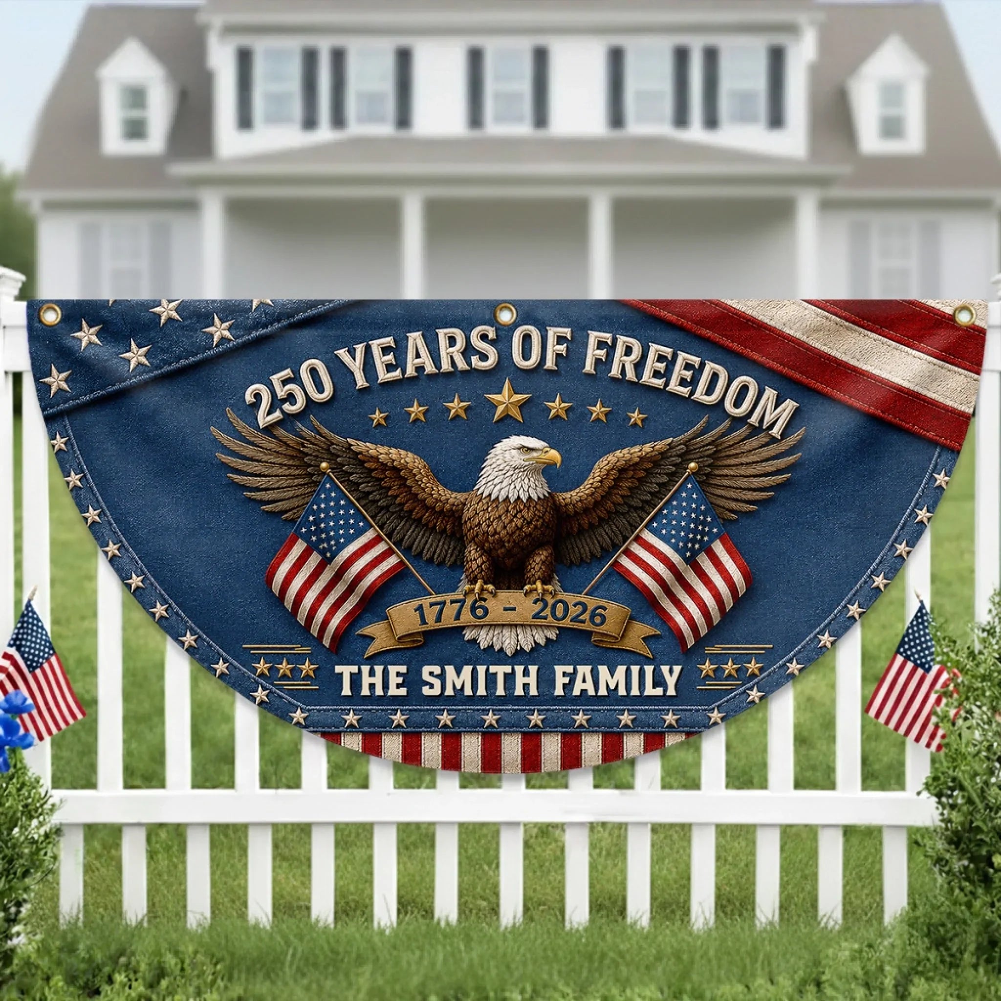 Custom Non-Pleated Fan Flag - Personalized America 250th Anniversary Gifts For Mom, Dad, Brother, Sister, Kids - United By Liberty