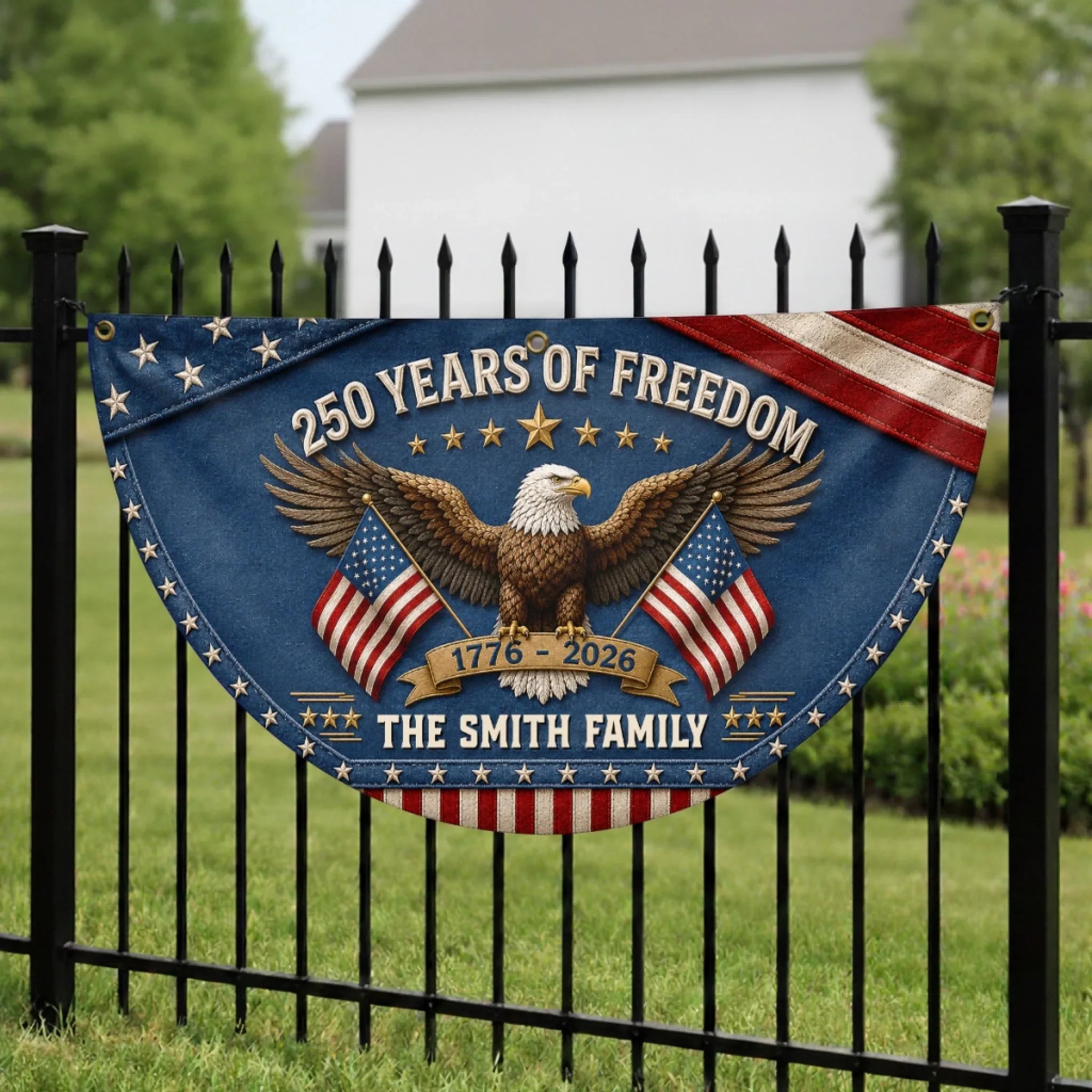 Custom Non-Pleated Fan Flag - Personalized America 250th Anniversary Gifts For Mom, Dad, Brother, Sister, Kids - United By Liberty
