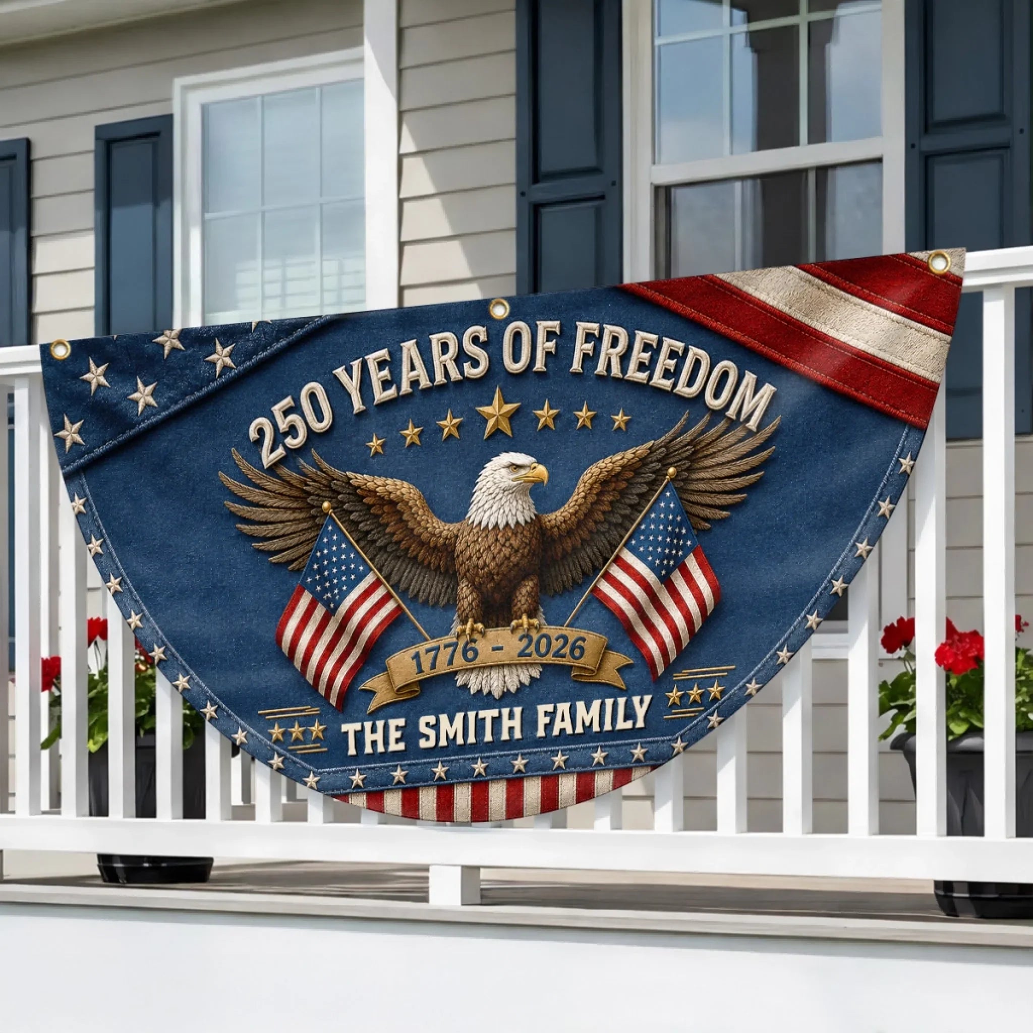 Custom Non-Pleated Fan Flag - Personalized America 250th Anniversary Gifts For Mom, Dad, Brother, Sister, Kids - United By Liberty