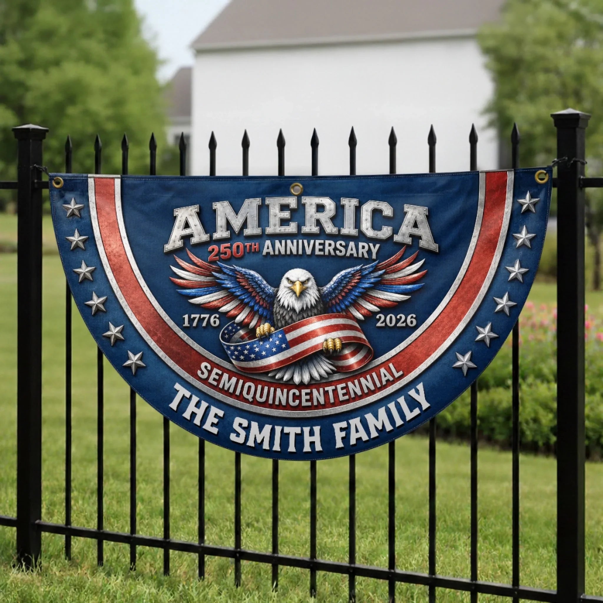 Custom Non-Pleated Fan Flag - Personalized America 250th Anniversary Gifts For Mom, Dad, Brother, Sister, Kids - Land Of Freedom And Love