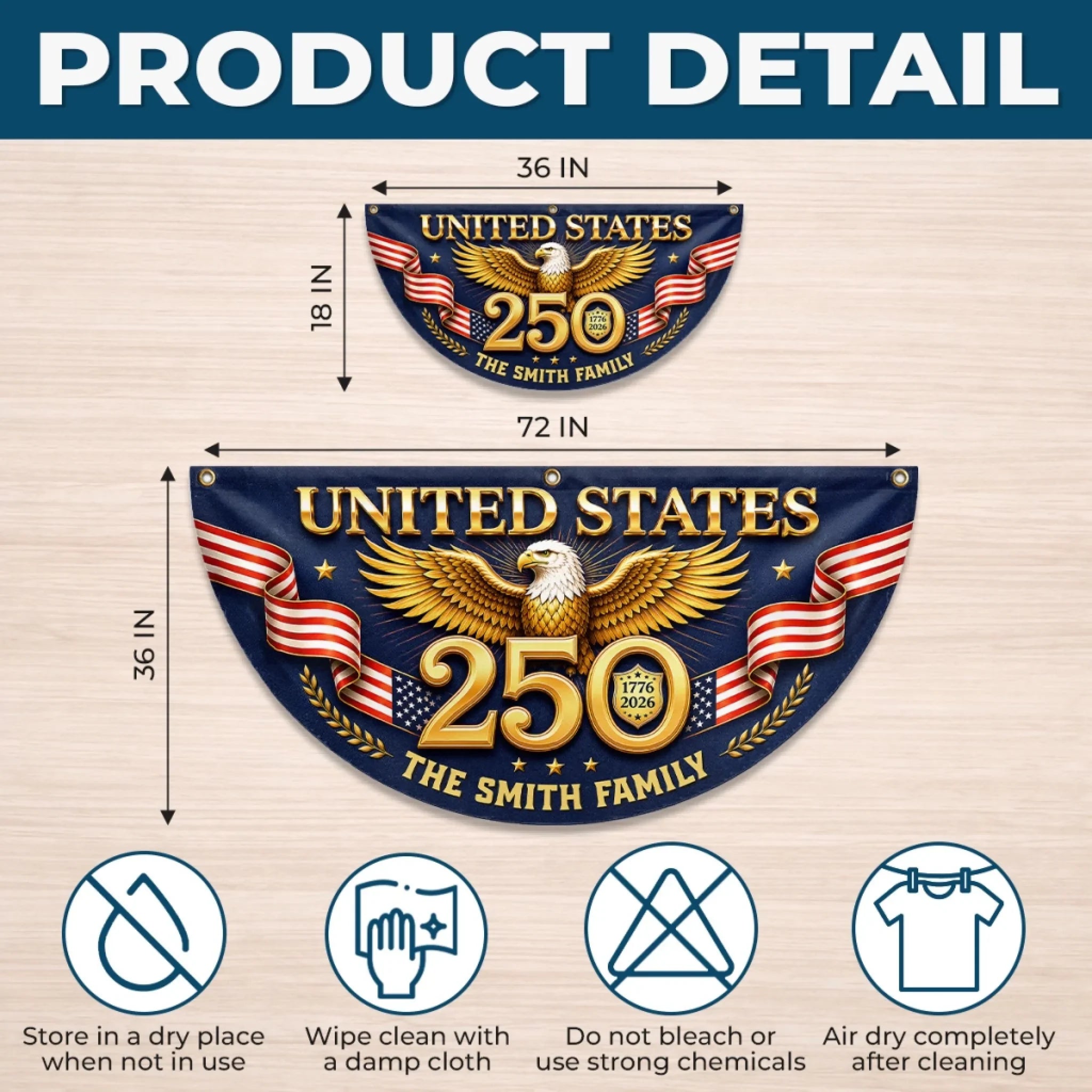 Custom Non-Pleated Fan Flag - Personalized America 250th Anniversary Gifts For Mom, Dad, Brother, Sister, Kids - Proud Loud American