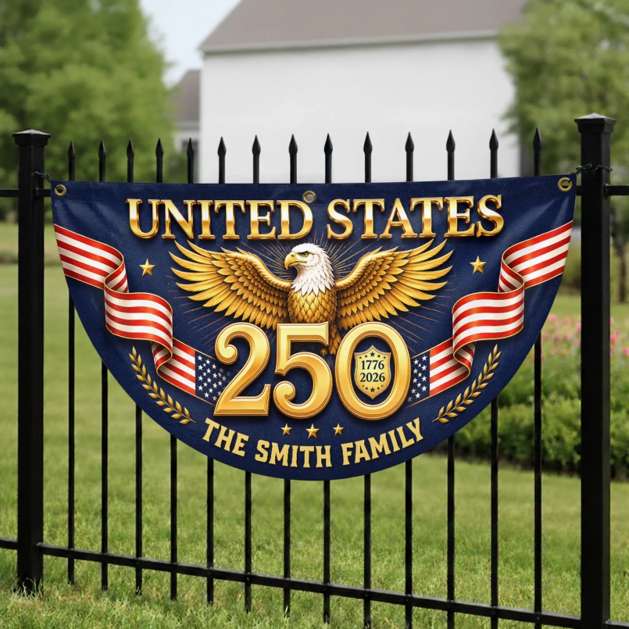 Custom Non-Pleated Fan Flag - Personalized America 250th Anniversary Gifts For Mom, Dad, Brother, Sister, Kids - Proud Loud American