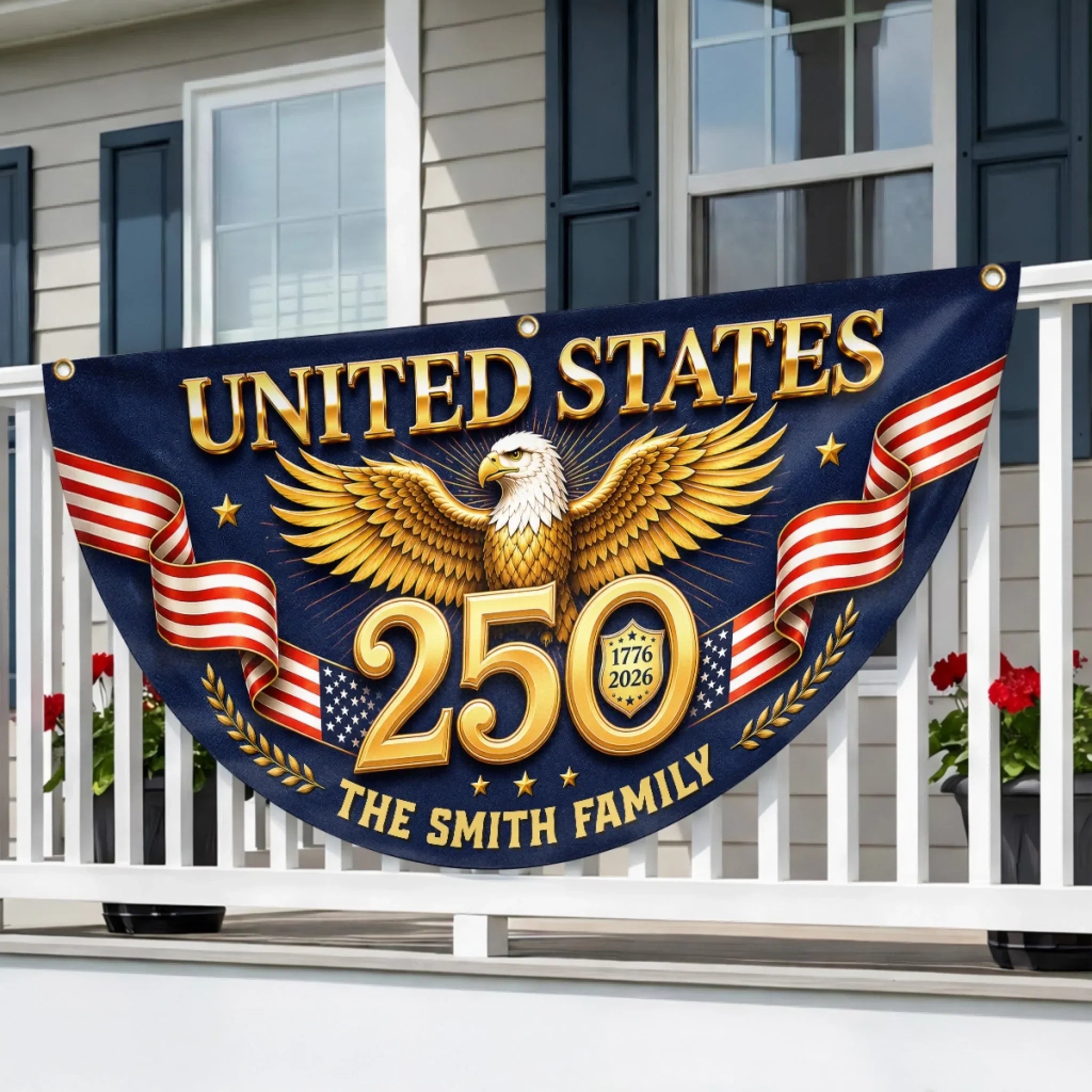 Custom Non-Pleated Fan Flag - Personalized America 250th Anniversary Gifts For Mom, Dad, Brother, Sister, Kids - Proud Loud American