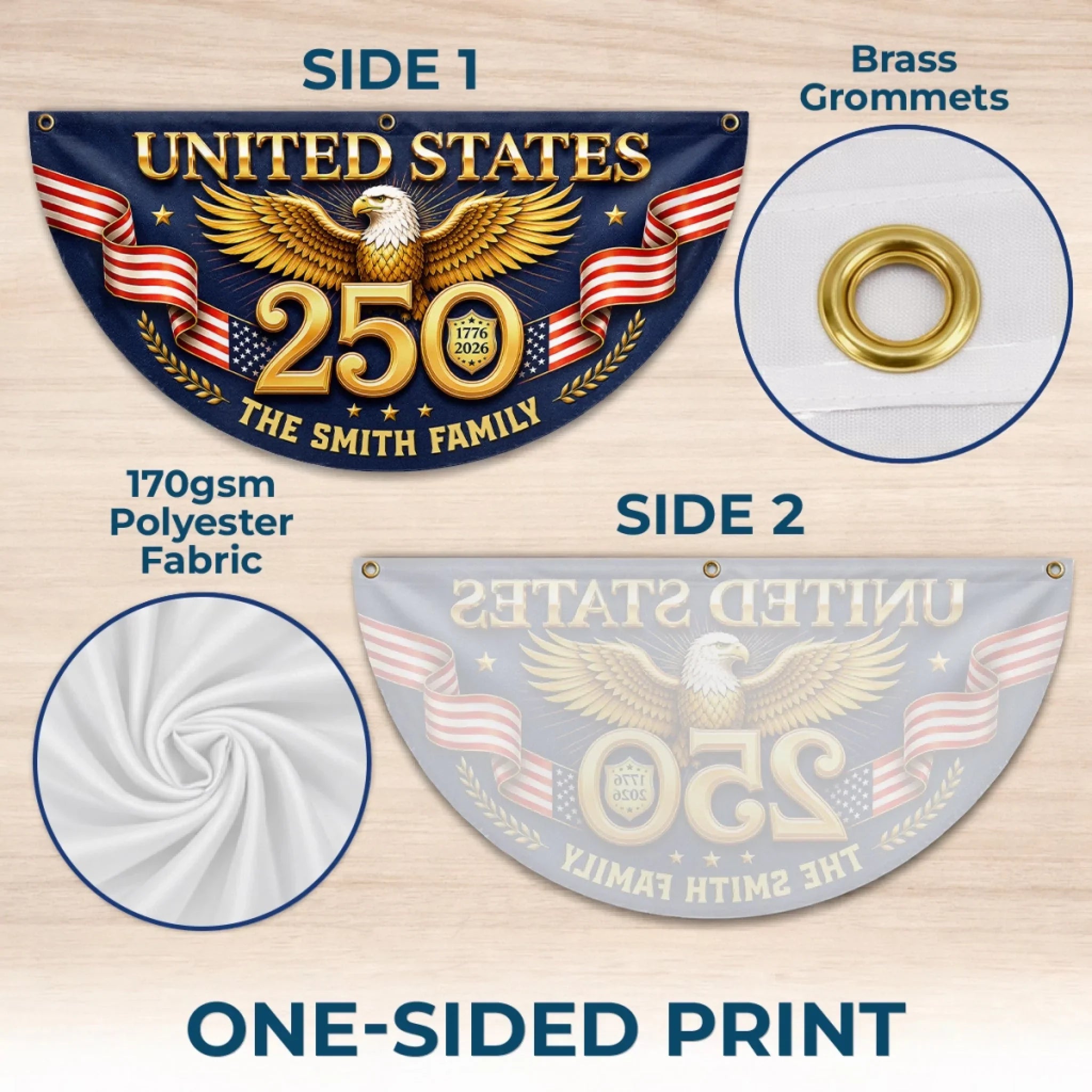 Custom Non-Pleated Fan Flag - Personalized America 250th Anniversary Gifts For Mom, Dad, Brother, Sister, Kids - Proud Loud American