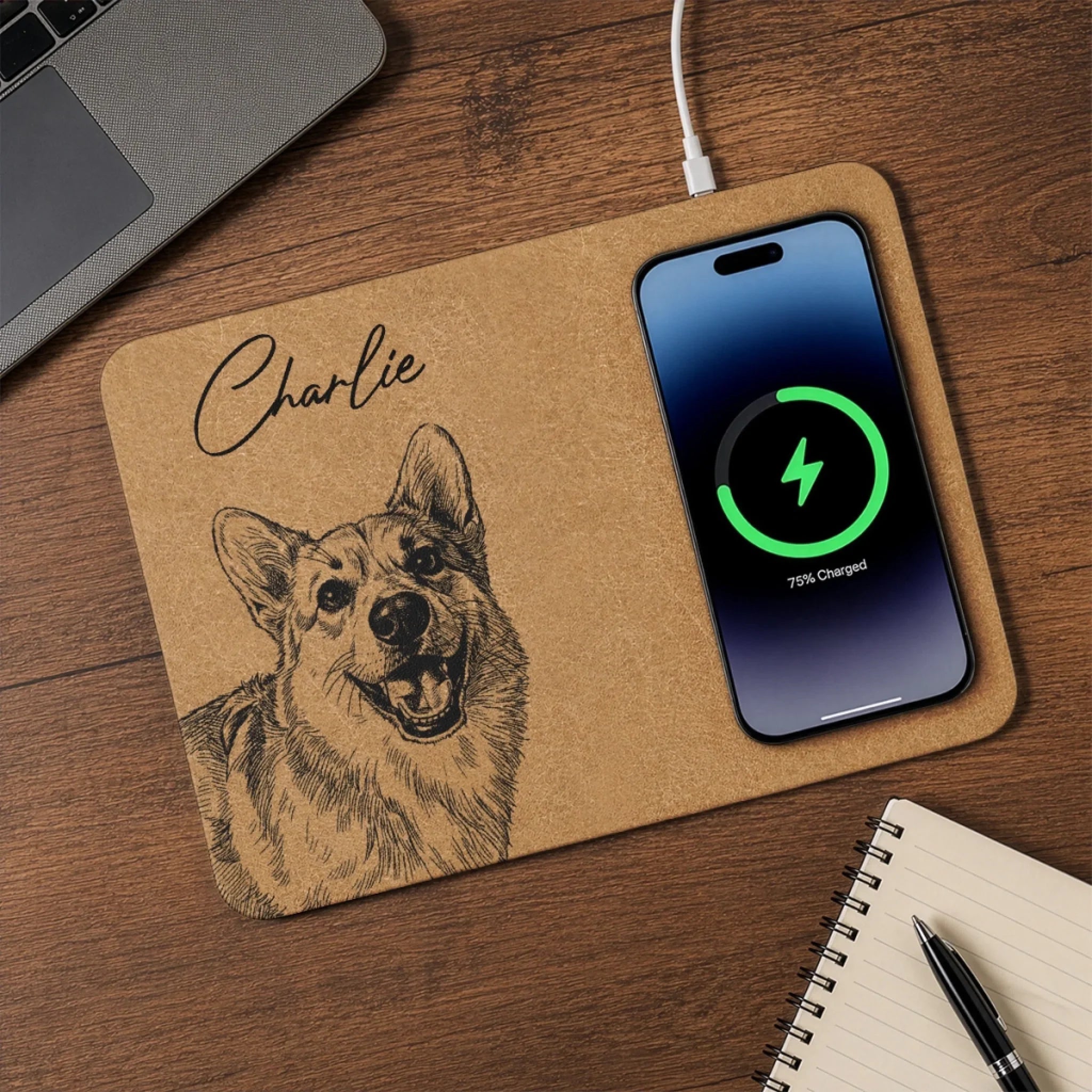 Custom Photo Charging Mat - Personalized Father's Day Birthday Gifts For Dog Cat Lovers, Dog Dad And Mom, Cat Owners - Pets Make A House Home