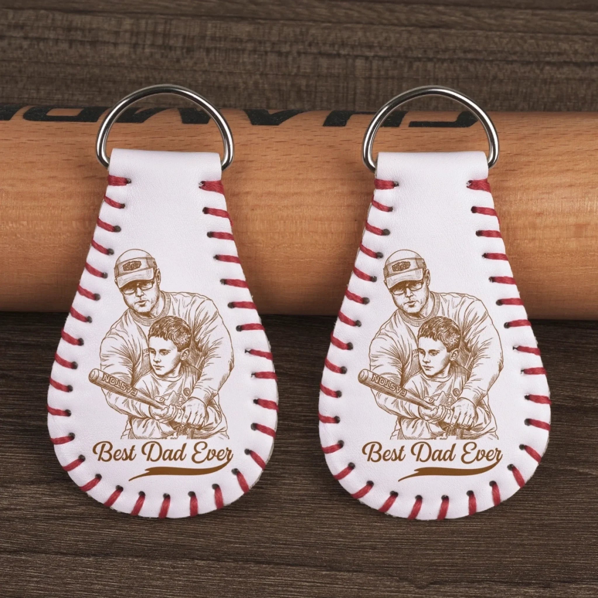 Custom Photo Baseball Leather Keychain - Personalized Father's Day Birthday Gifts For Dad, Grandpa, Baseball Lovers, Sports Fans, Sports Lovers - Baseball State Of Mind